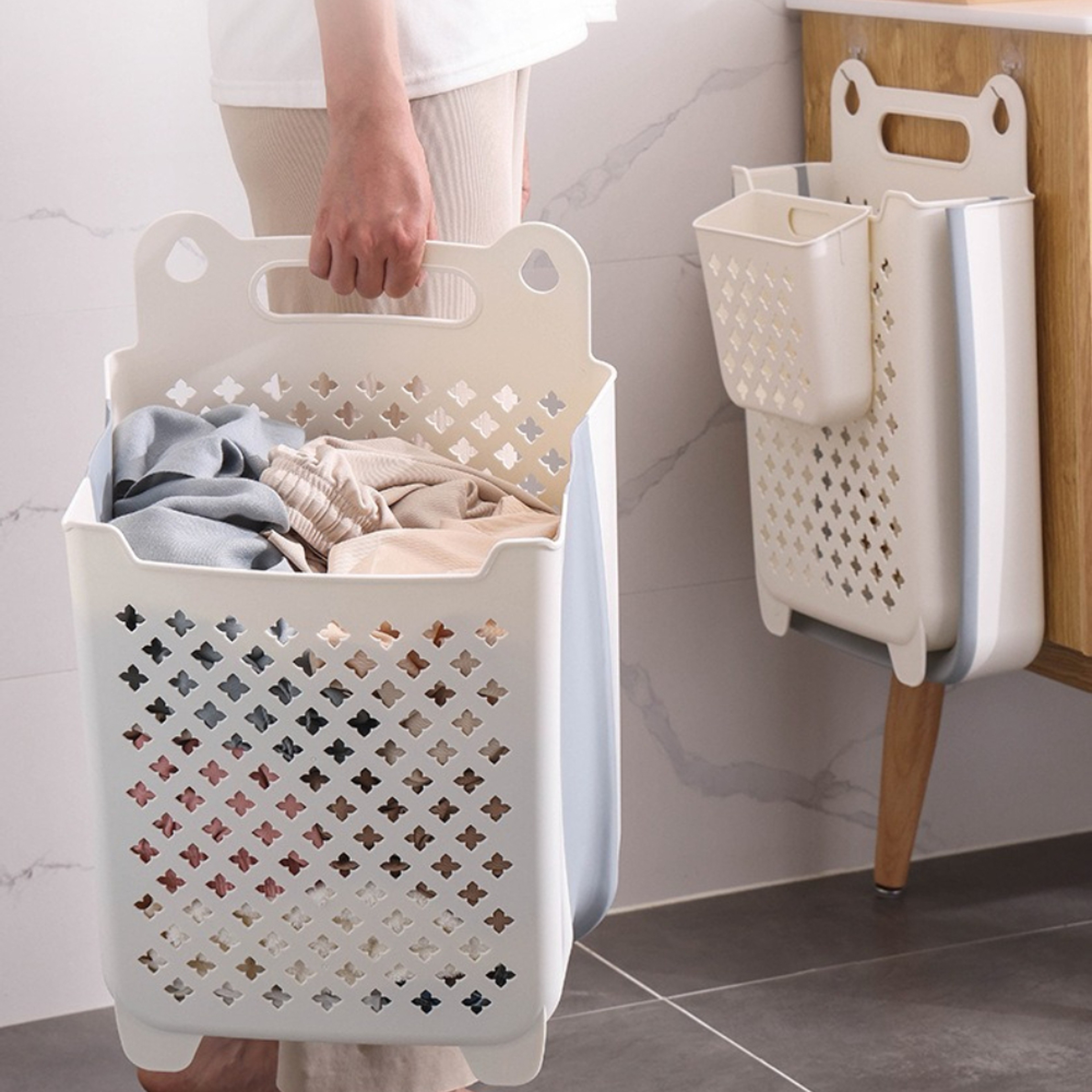 Nordic Wall Mounted Laundry Basket Foldable Space Saving Hamper 5