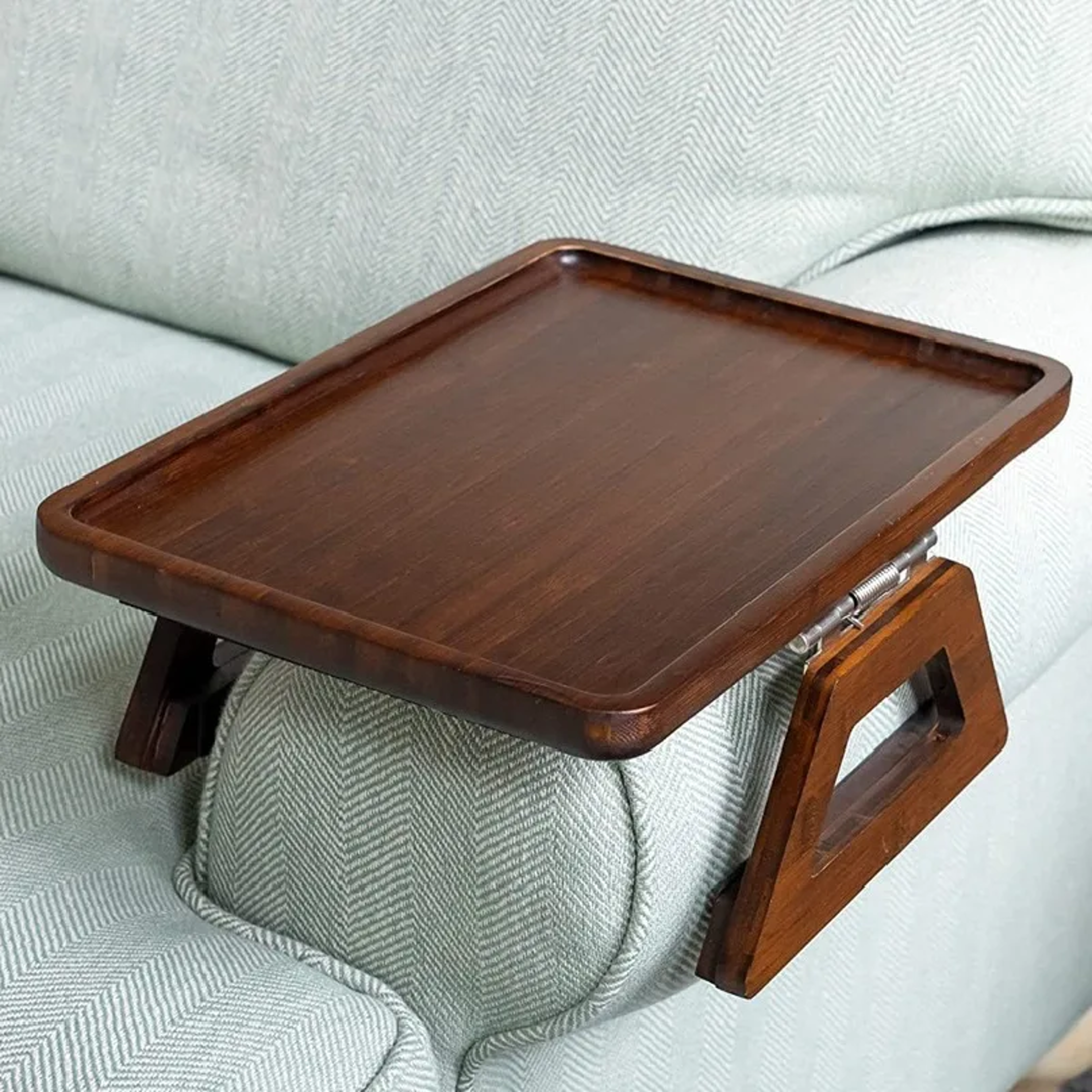 Foldable Wood Sofa Arm Tray Portable Couch Armrest Table 4