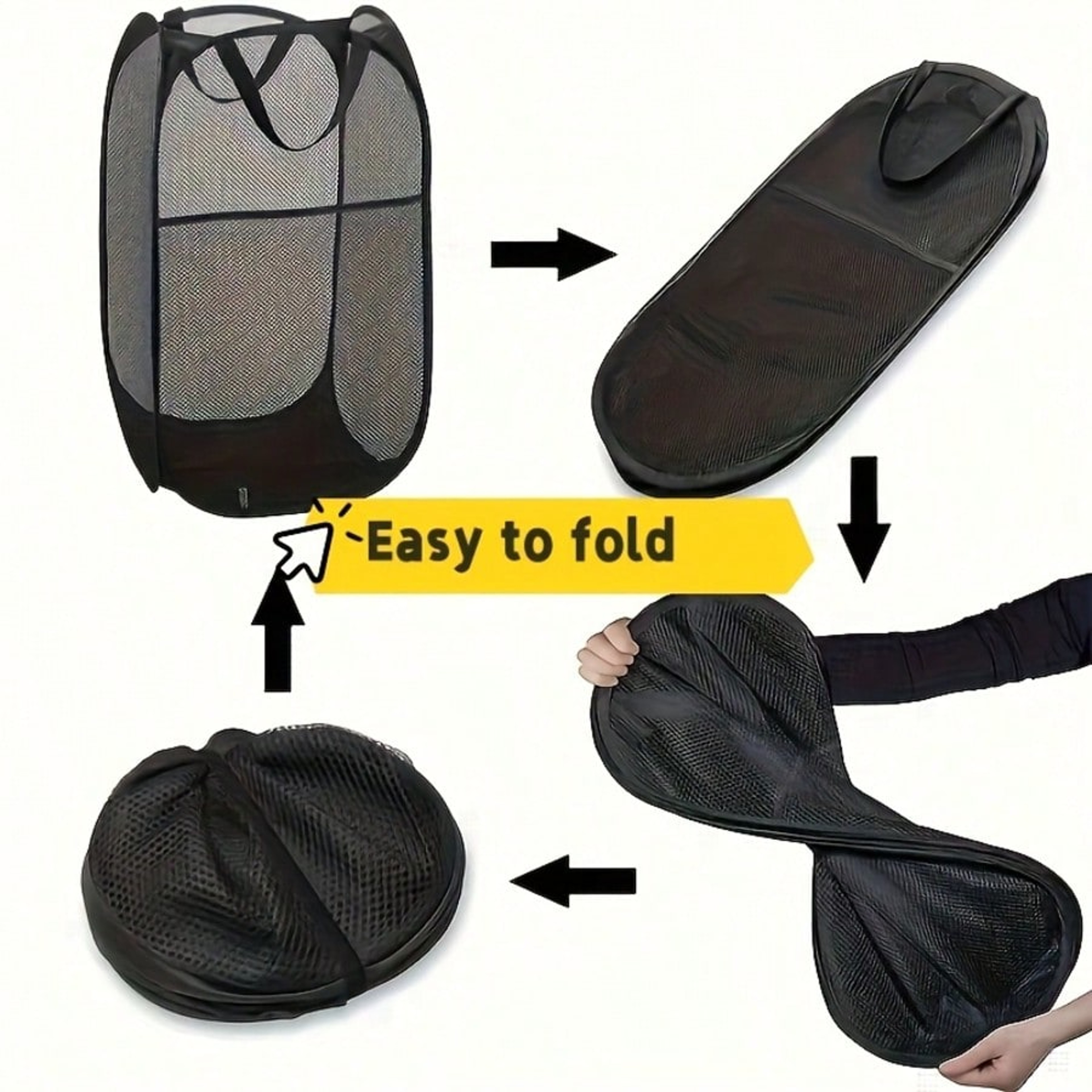 Foldable Laundry Basket Large Mesh Laundry Hamper Space Saving Storage Bin – view 5