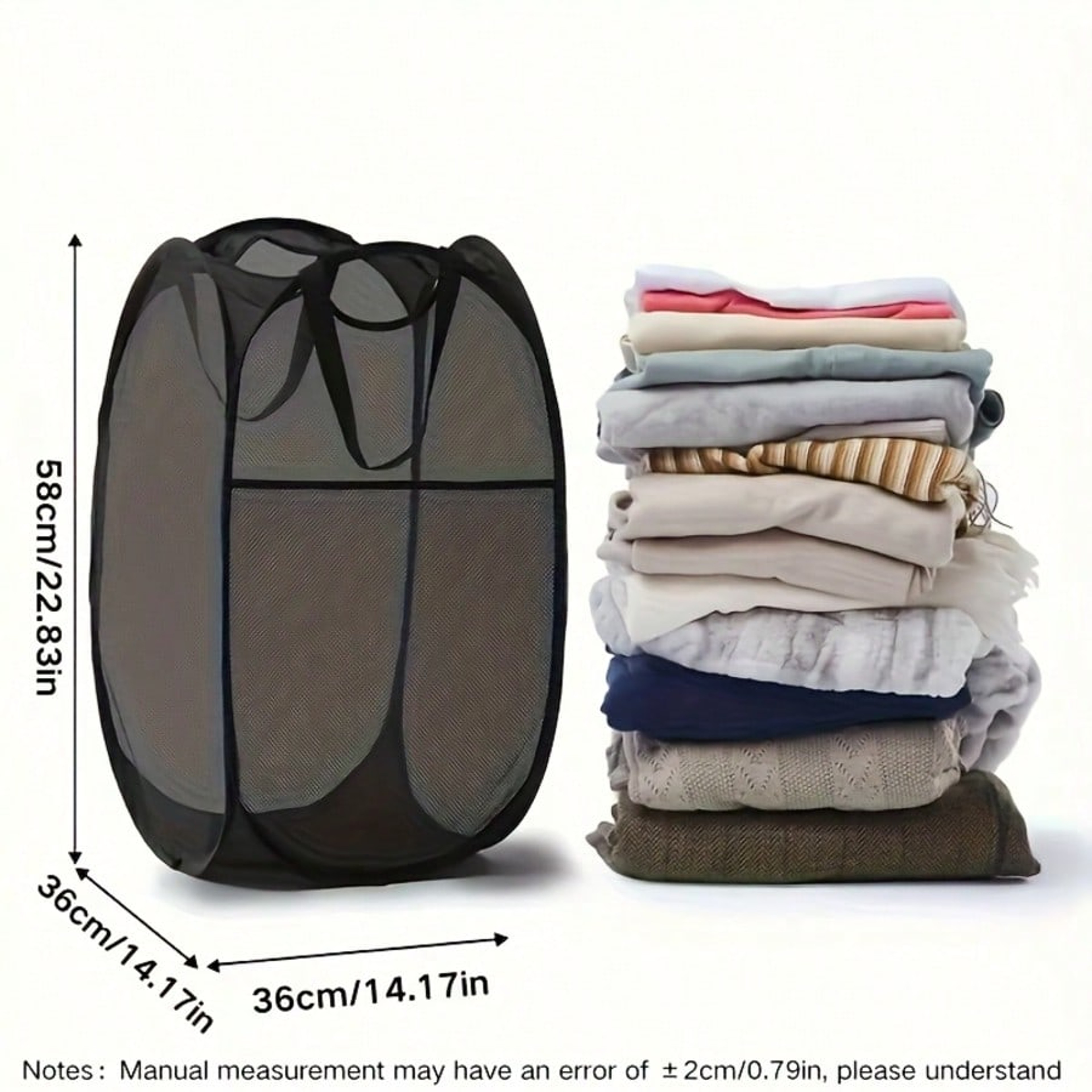 Foldable Laundry Basket Large Mesh Laundry Hamper Space Saving Storage Bin – view 6