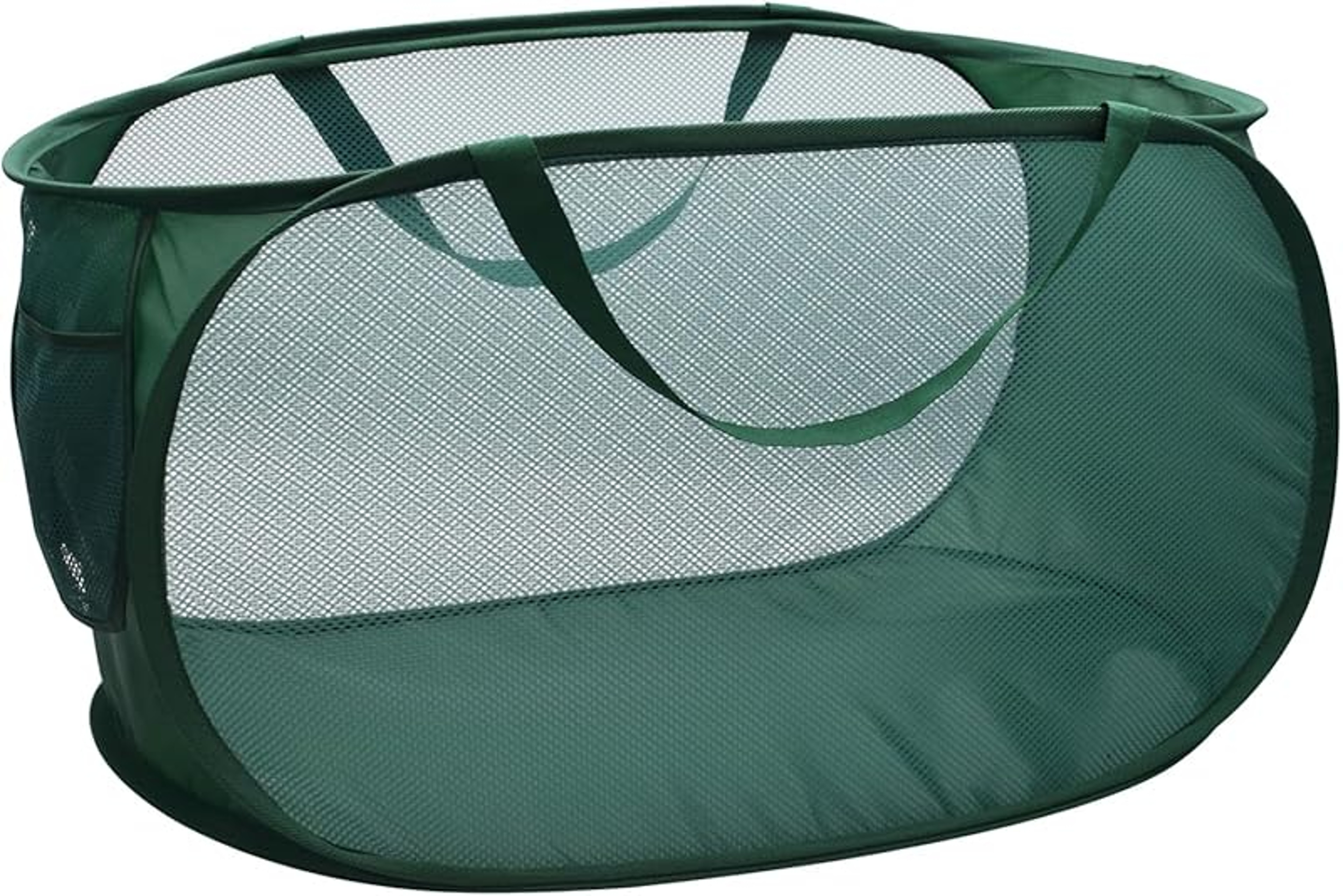 Wide Pop Up Collapsible Mesh Laundry Hamper With Handles And Side Pocket 3