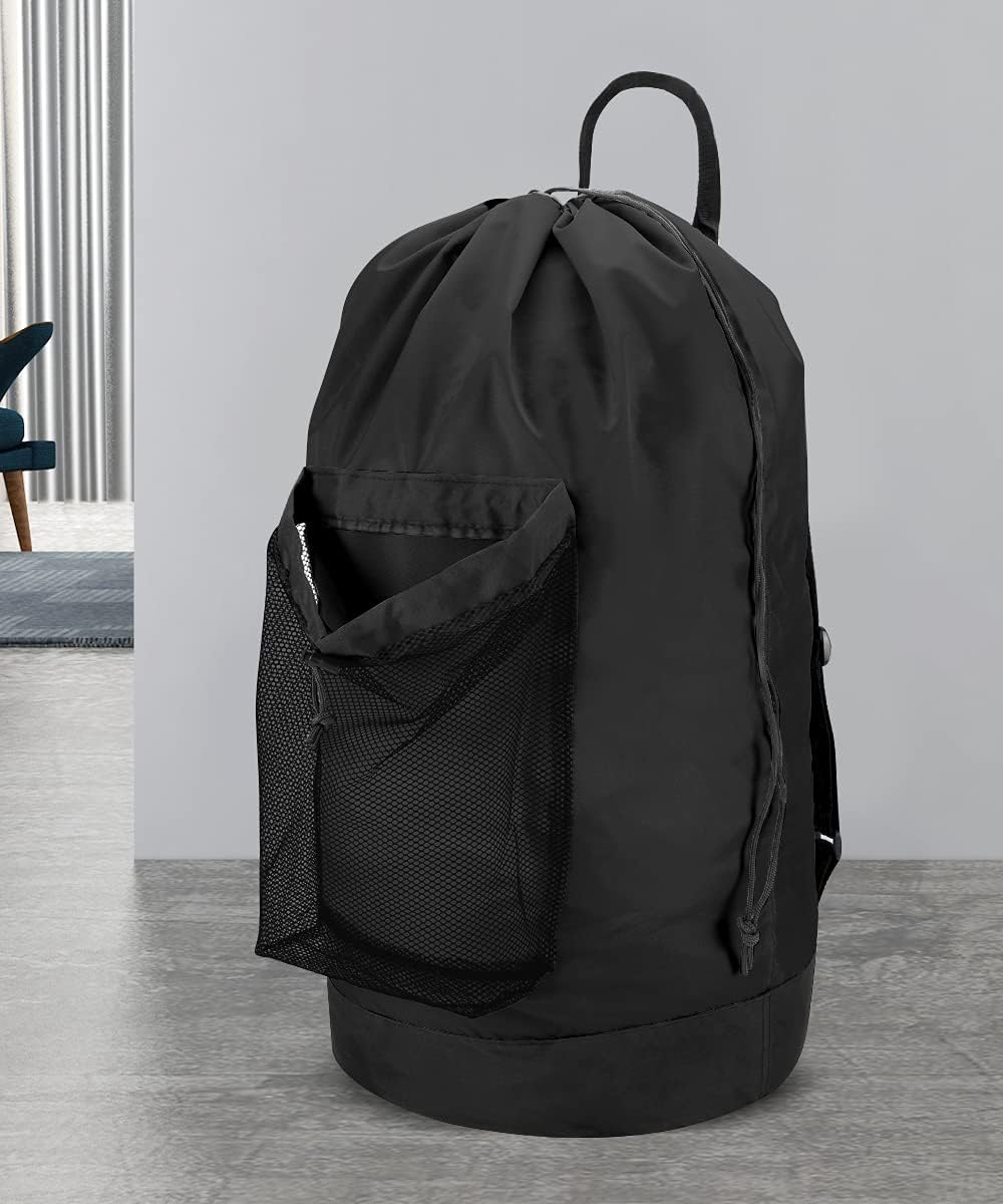 Laundry Backpack With Shoulder Straps And Mesh Pocket Portable Laundry Hamper 5