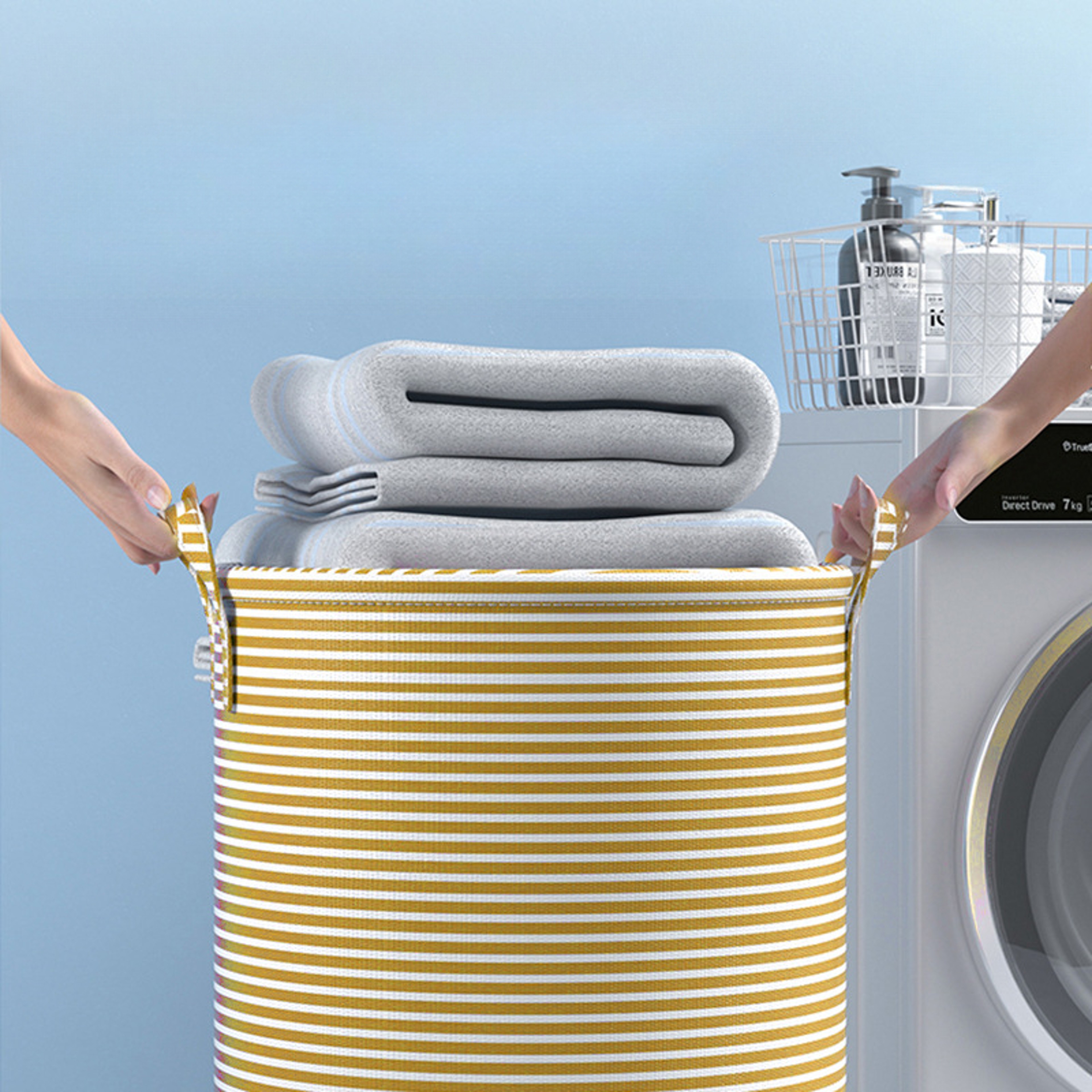 Haundry Tall Collapsible Laundry Basket With Handles For Clothes Storage 5