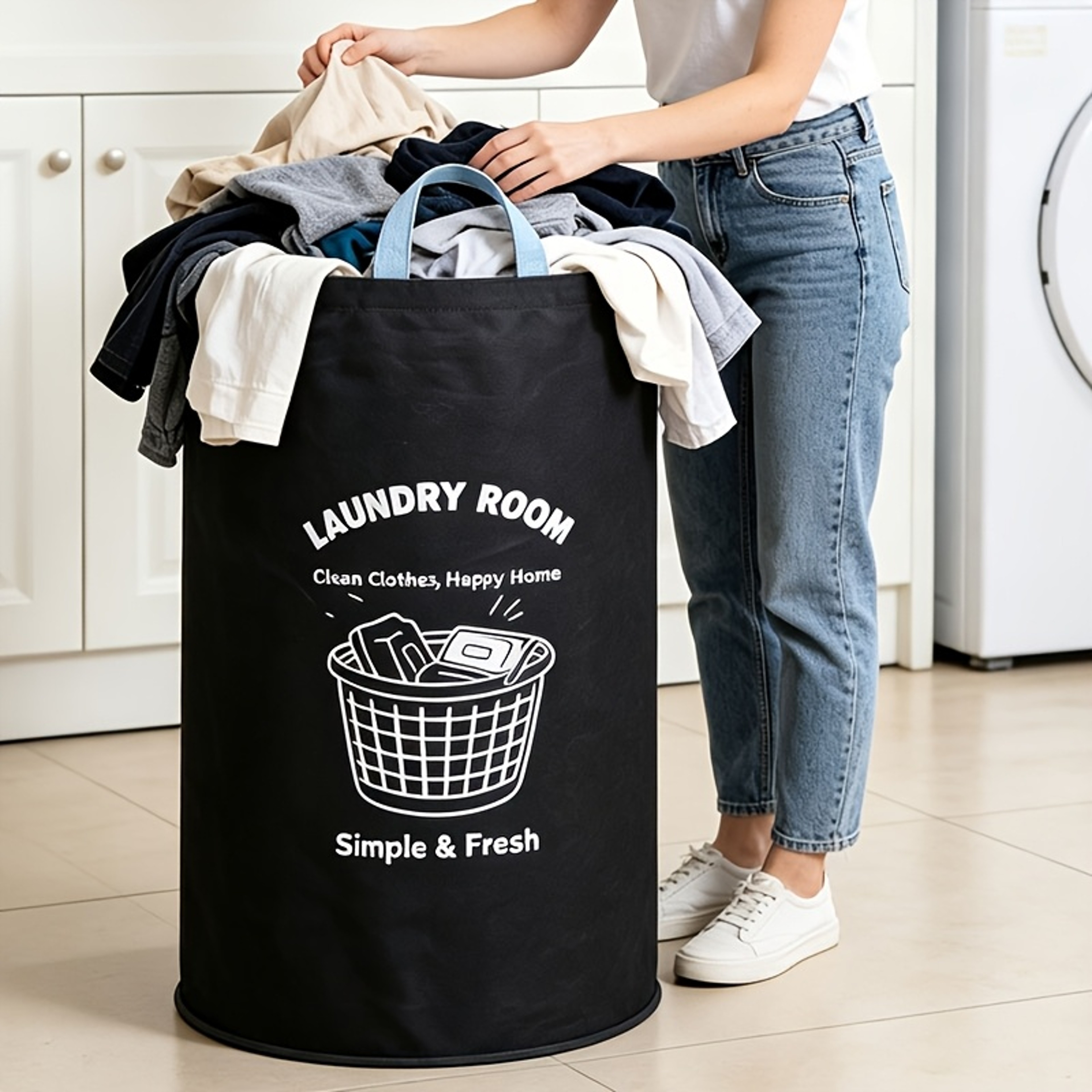 Foldable Bottle Recycling Bag Portable Kitchen Recycling Bin with Handles – view 3