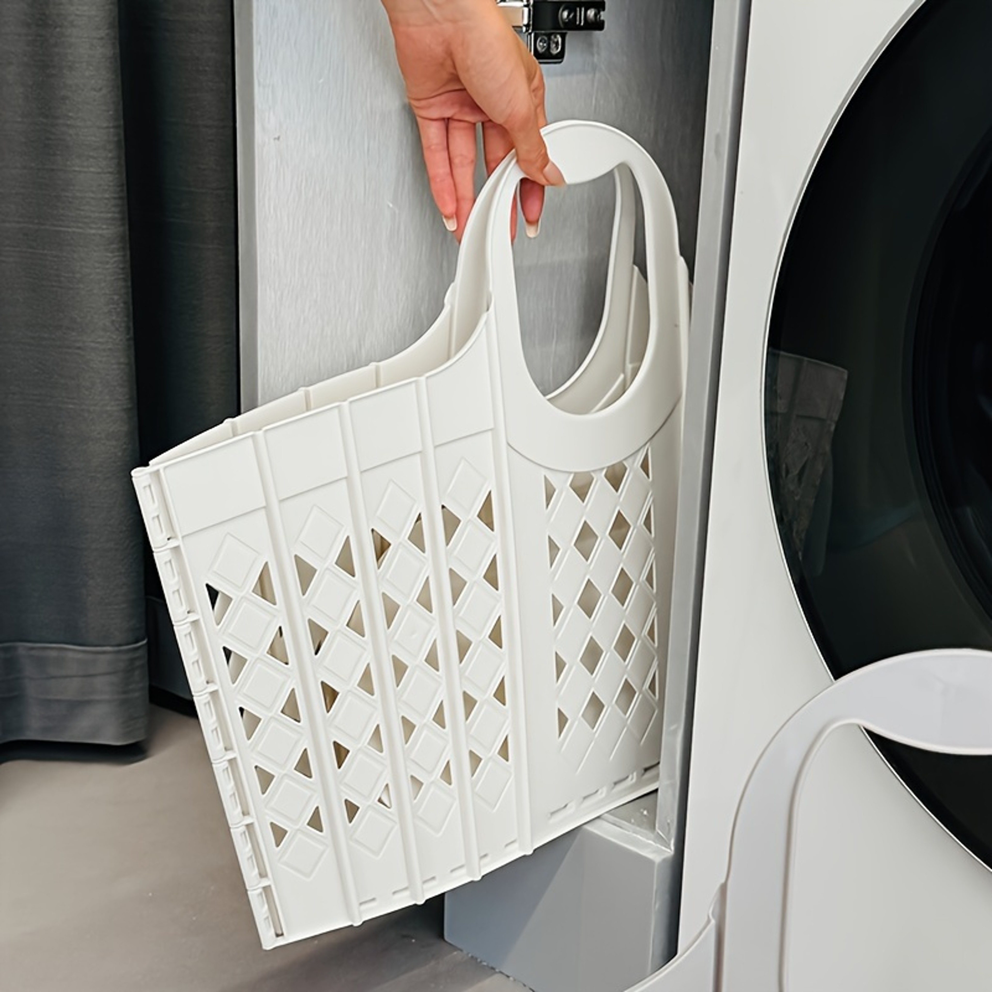 Large Capacity Collapsible Laundry Basket With Handles And Stackable Storage Design 4