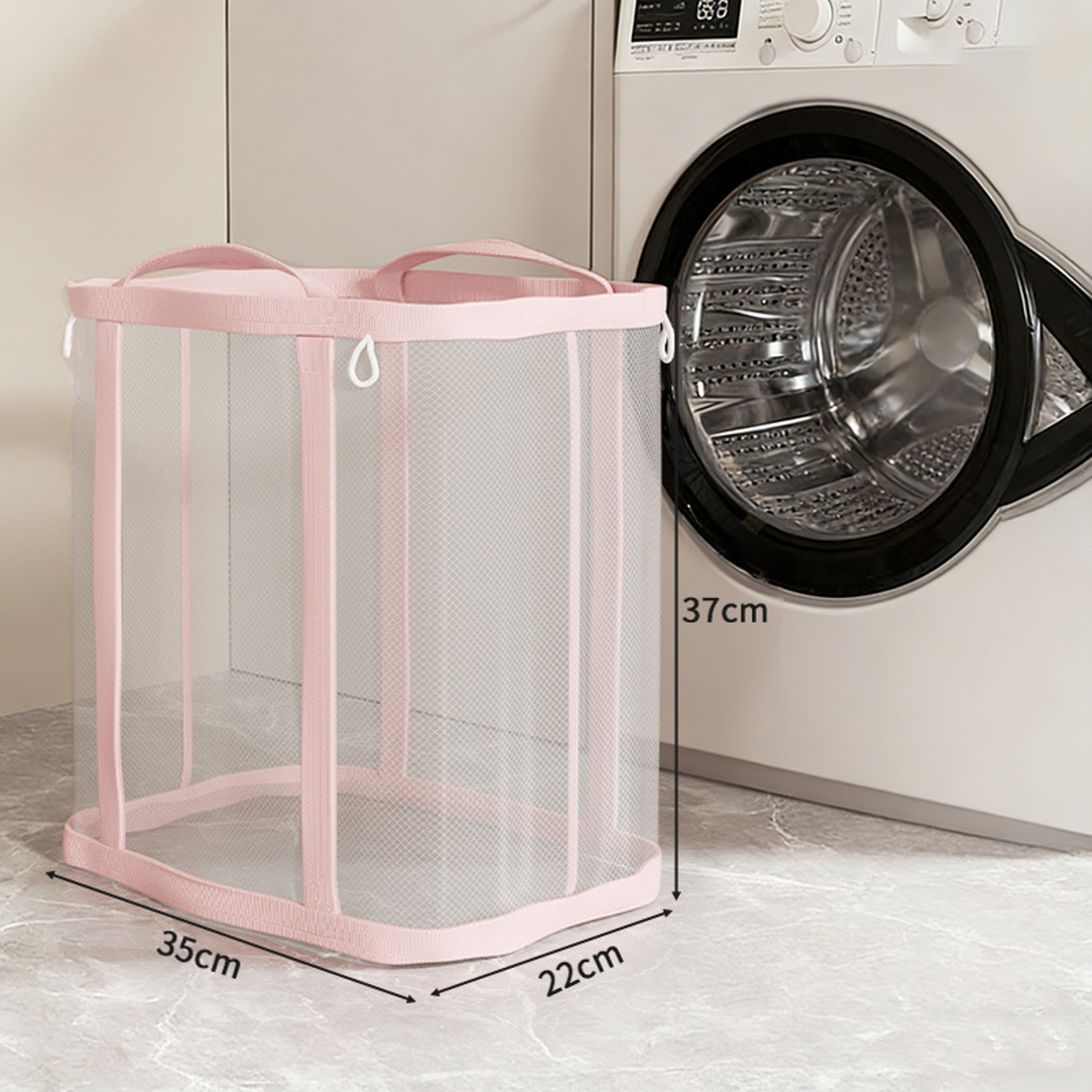 Large Collapsible Laundry Basket Foldable Mesh Laundry Hamper With Handles 5