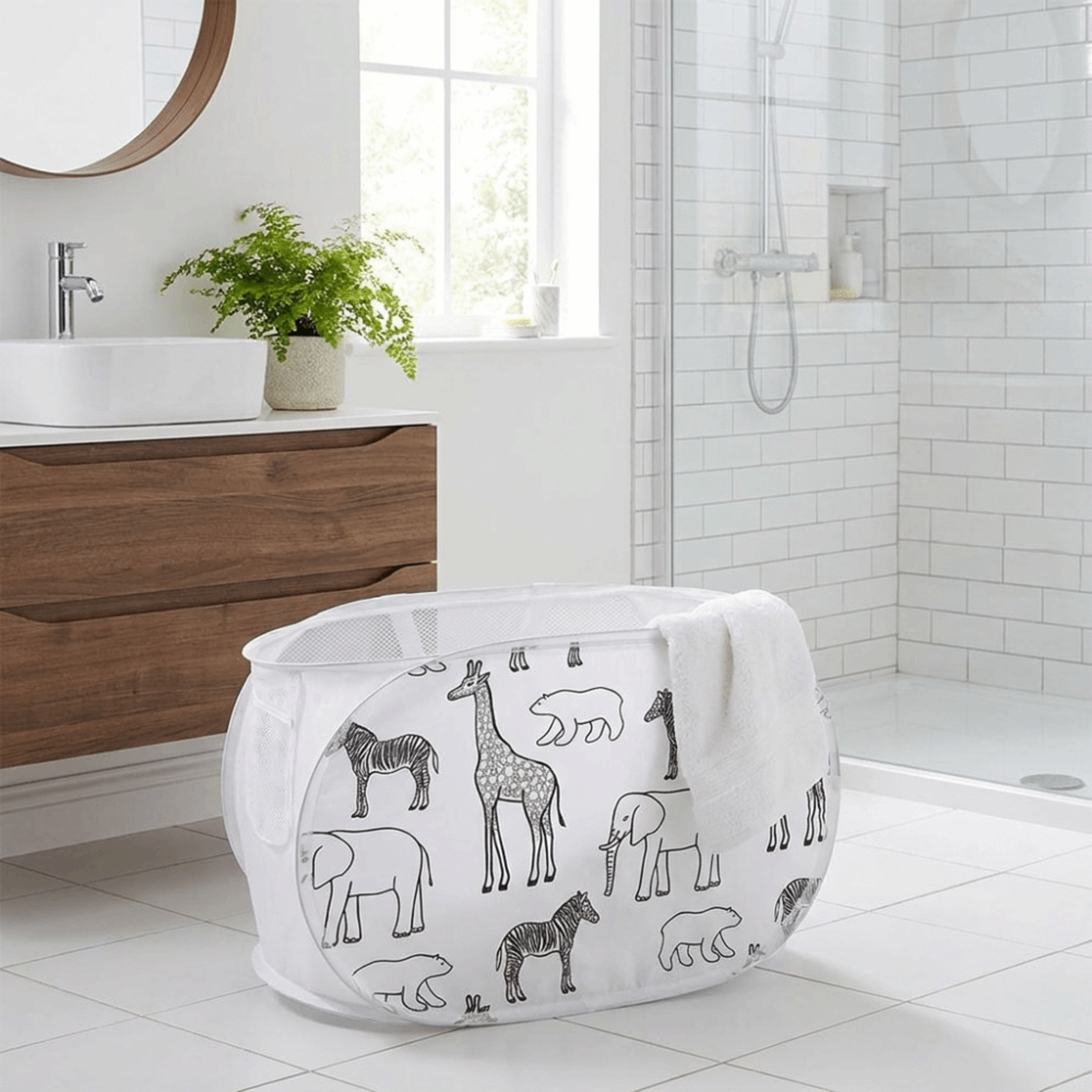 Cartoon Collapsible Laundry Basket Large Capacity Mesh Hamper 9