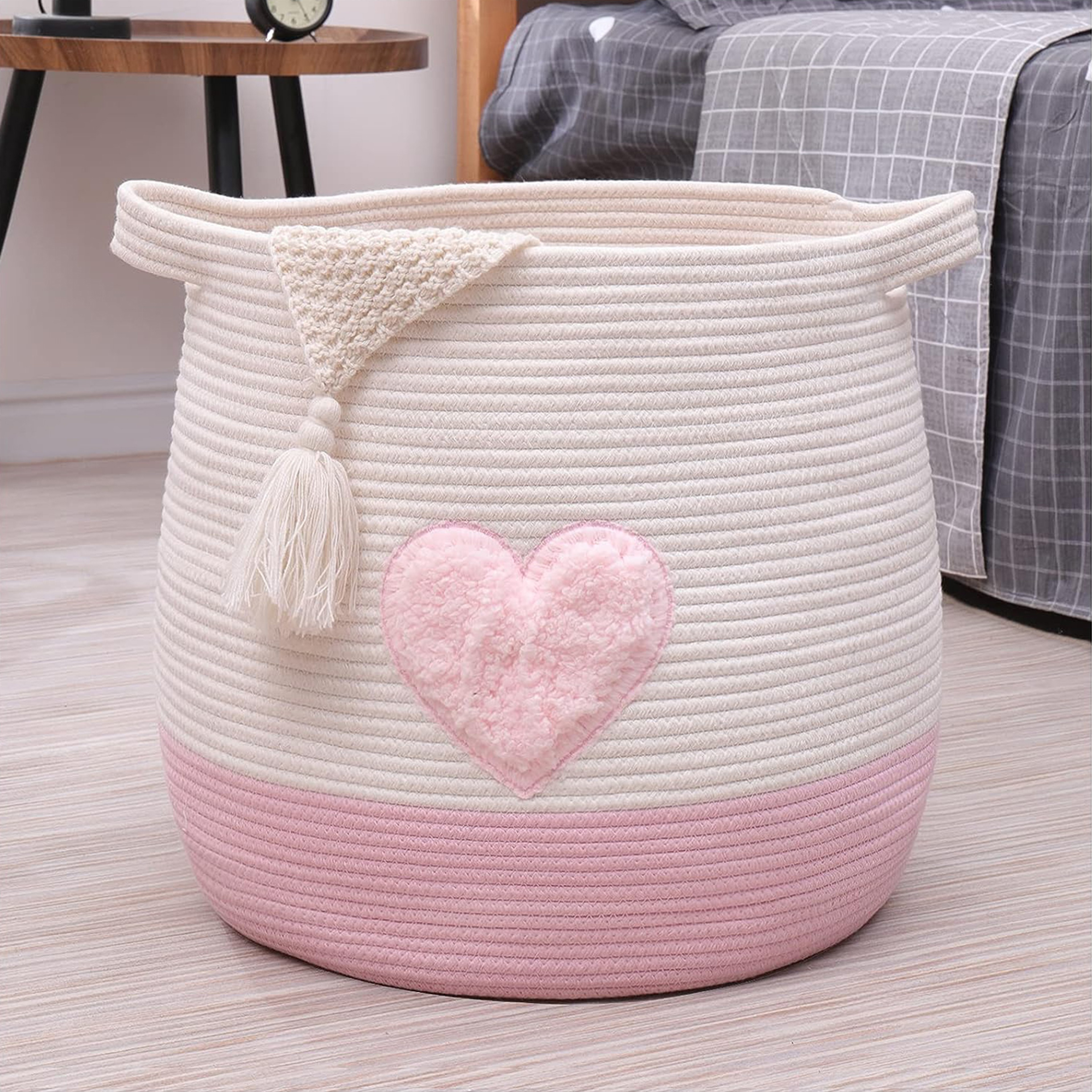 Large Cotton Rope Basket Woven Toy Storage And Laundry Hamper 0