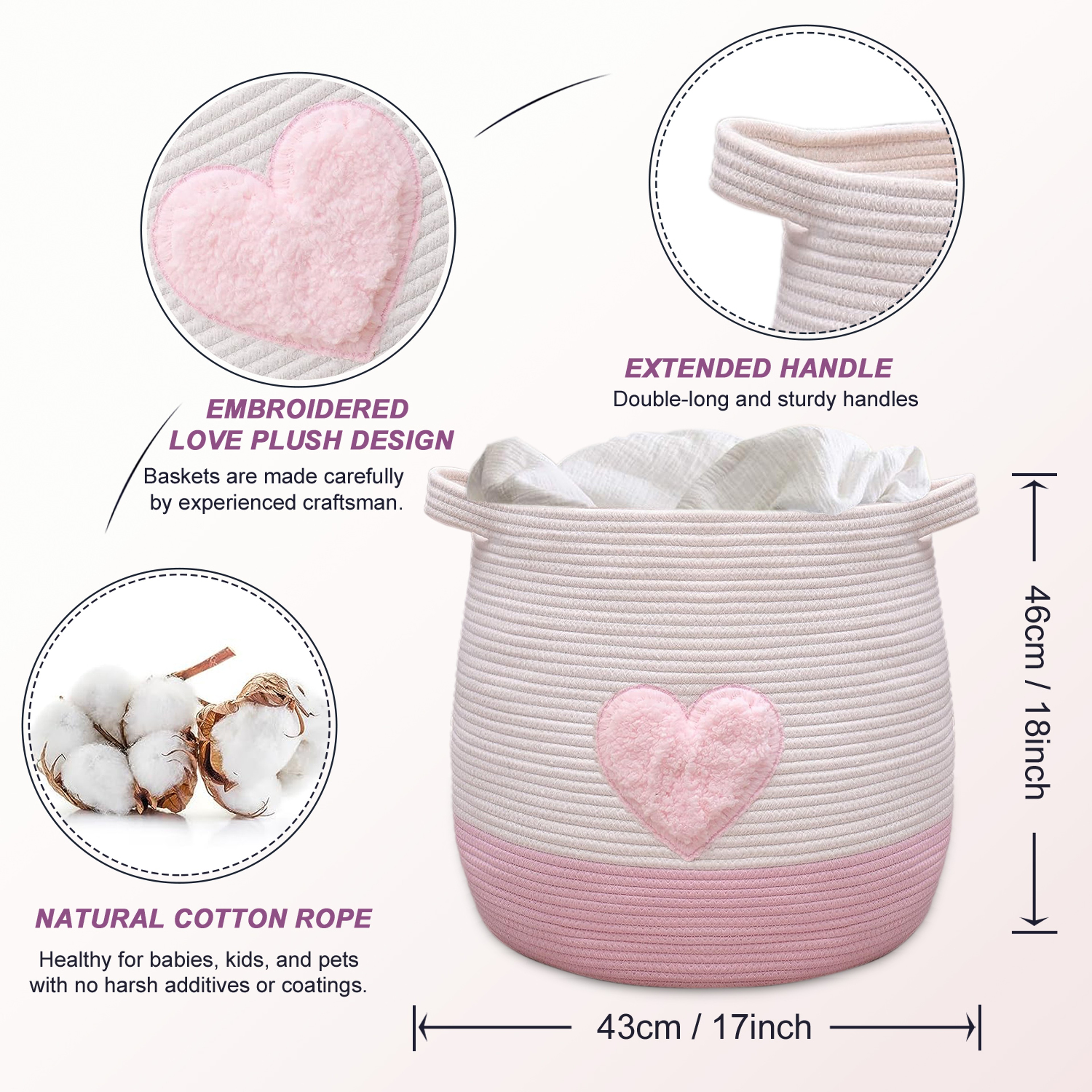 Large Cotton Rope Basket Woven Toy Storage And Laundry Hamper 2