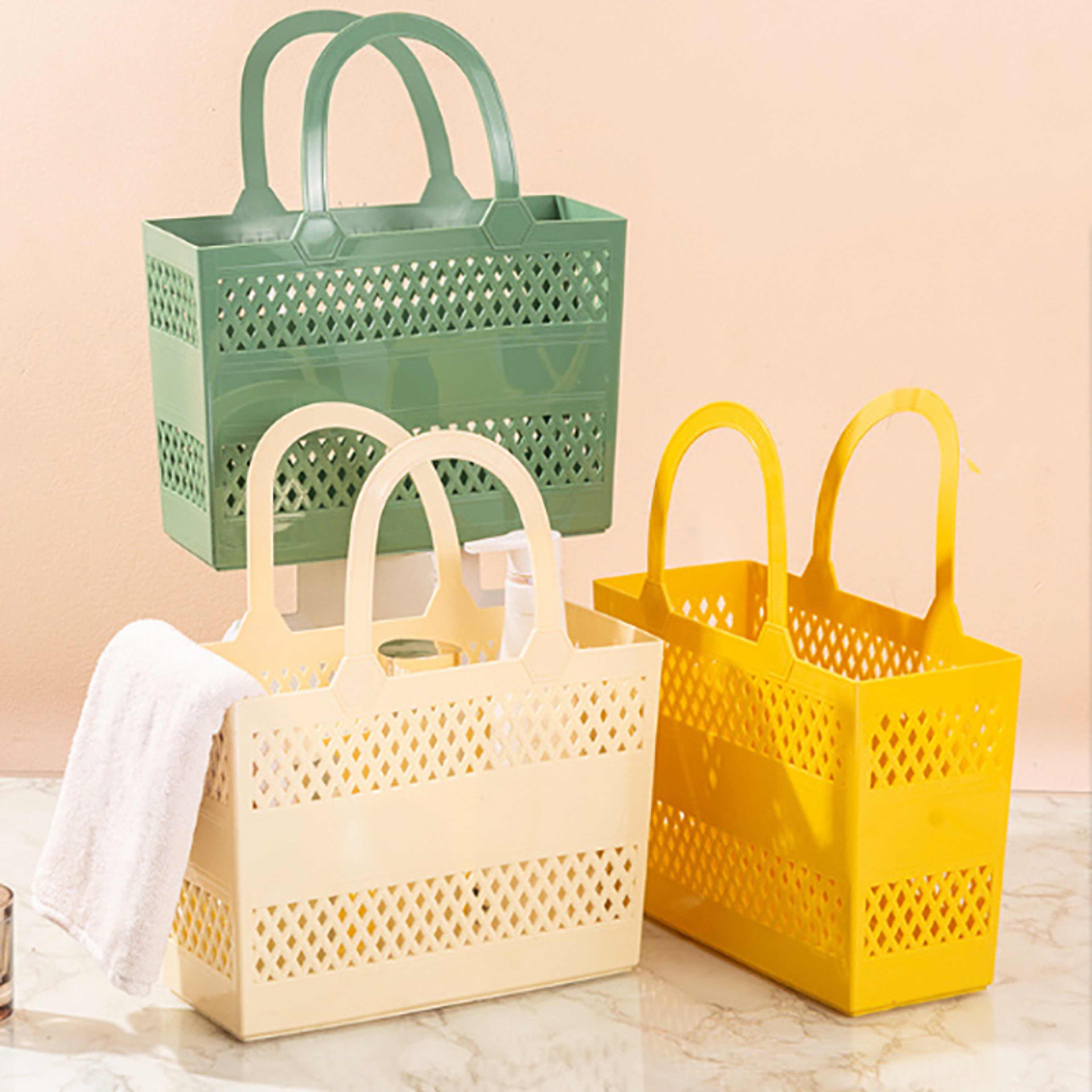 Portable Shower Caddy Basket With Handles Quick Drain Bathroom Organizer For Dorm Gym Travel 0