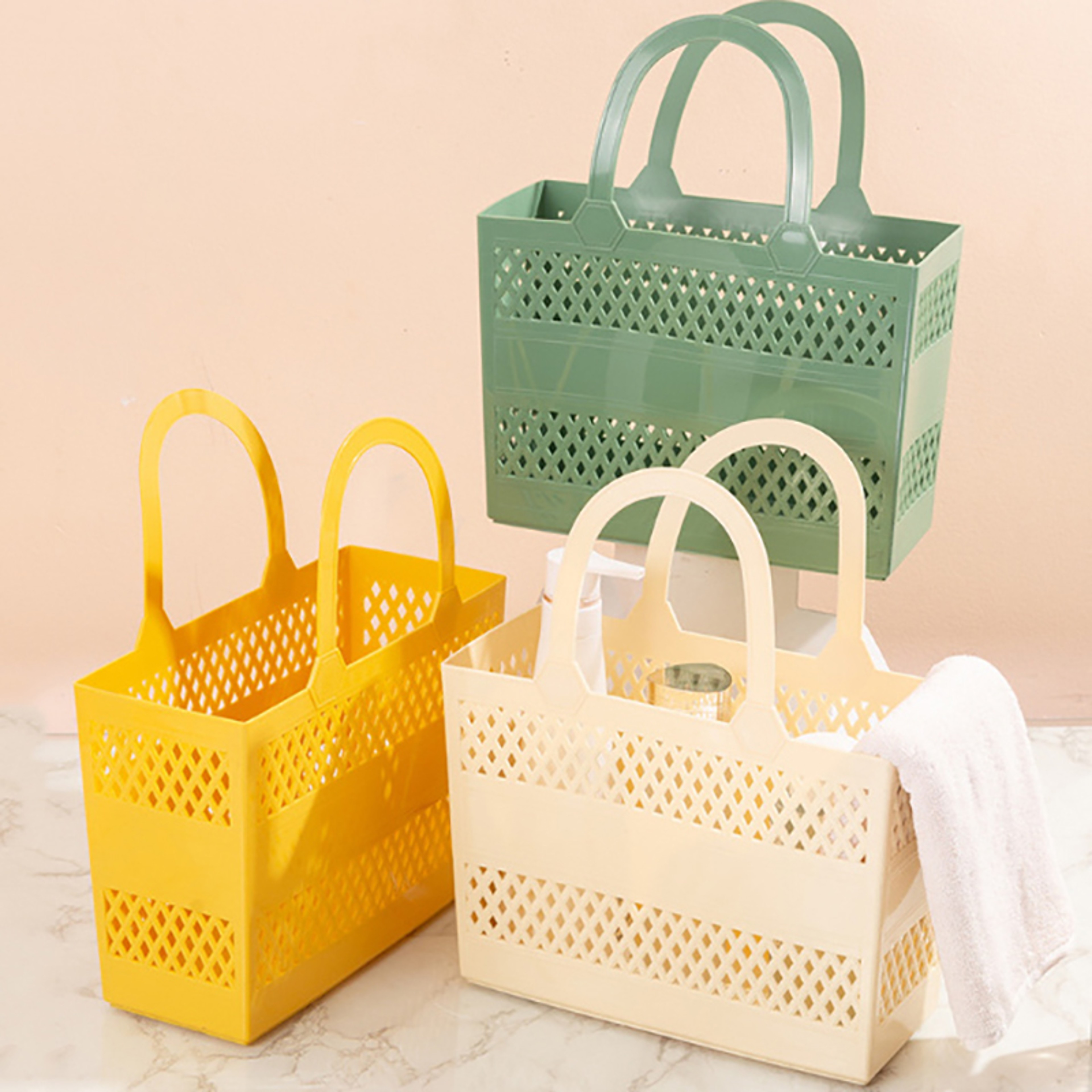 Portable Shower Caddy Basket With Handles Quick Drain Bathroom Organizer For Dorm Gym Travel 6