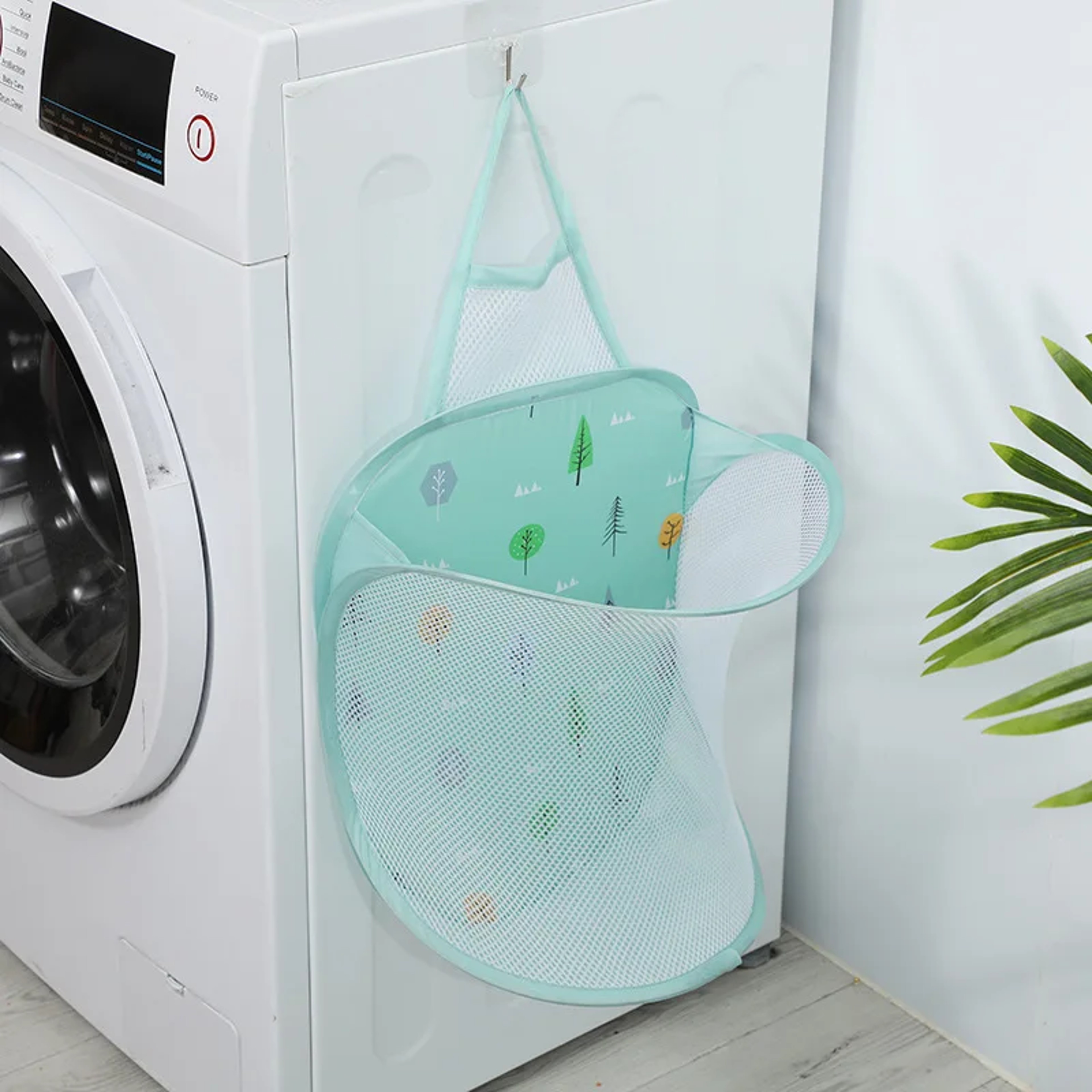 Space Saving Hanging Laundry Hamper Foldable Mesh Dirty Clothes Organizer 3