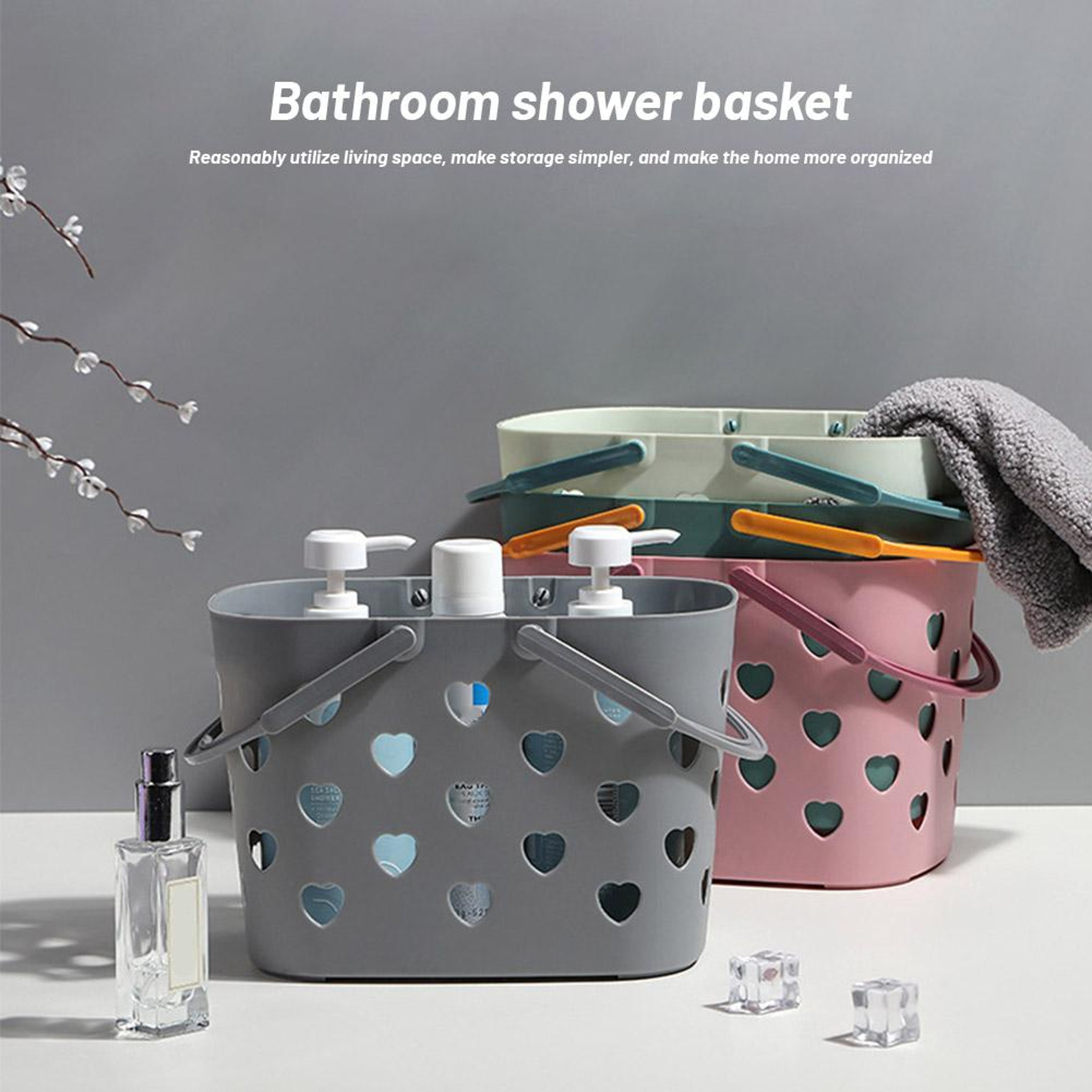 Portable Shower Caddy With Drainage Holes Dorm Bathroom Organizer Basket 5
