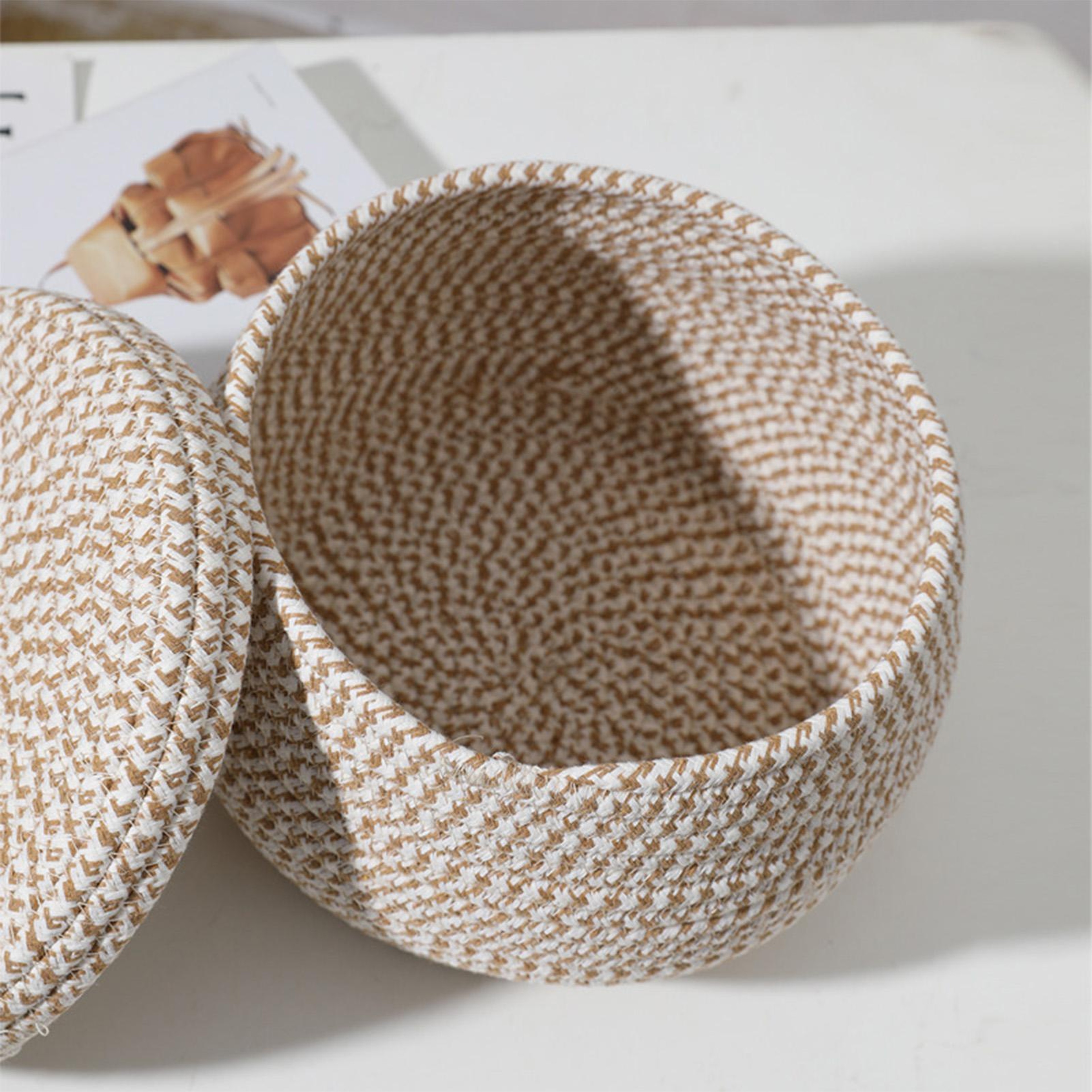 Product Name Cotton Rope Storage Basket with Lid Woven Desktop Organizer – view 2