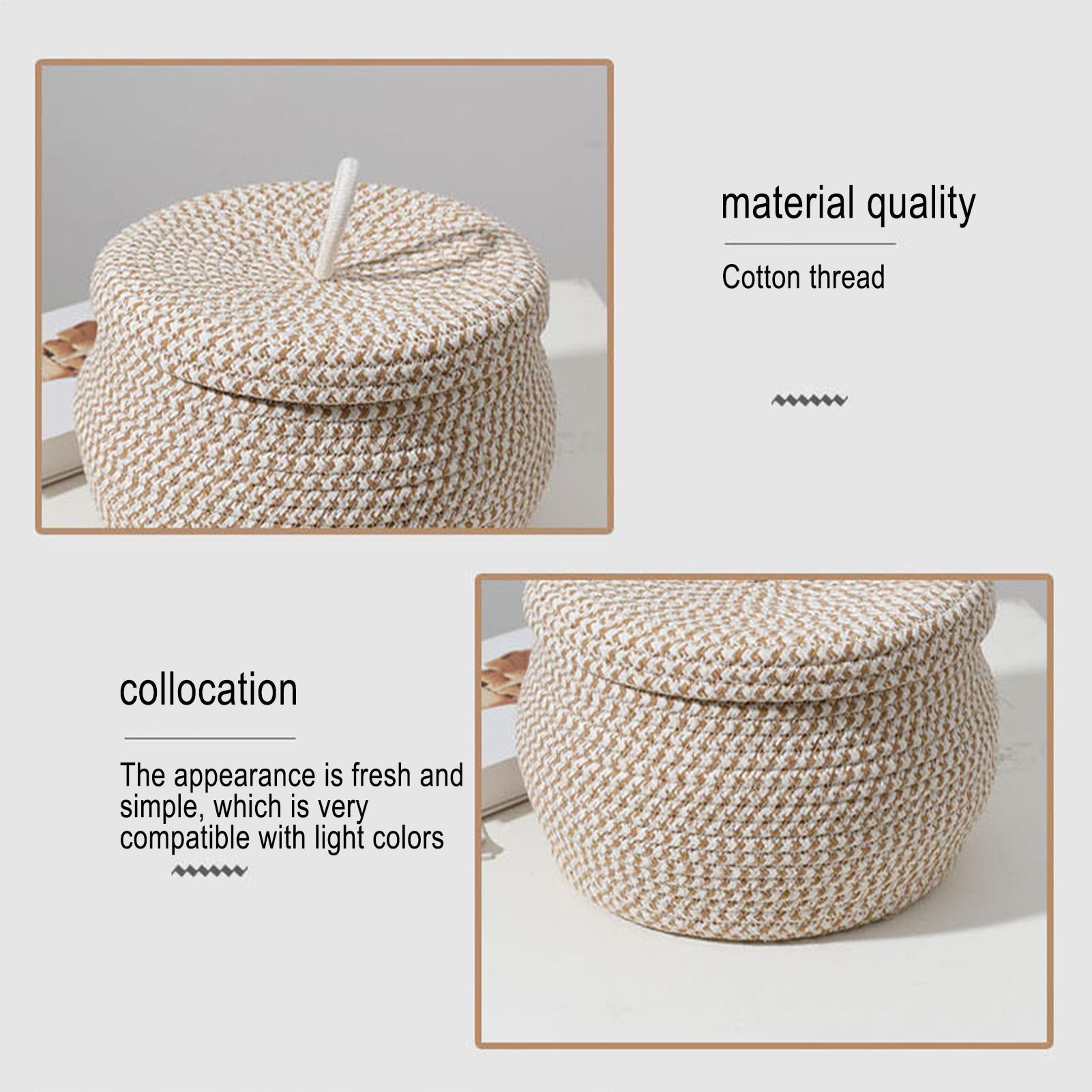 Product Name Cotton Rope Storage Basket with Lid Woven Desktop Organizer – view 5