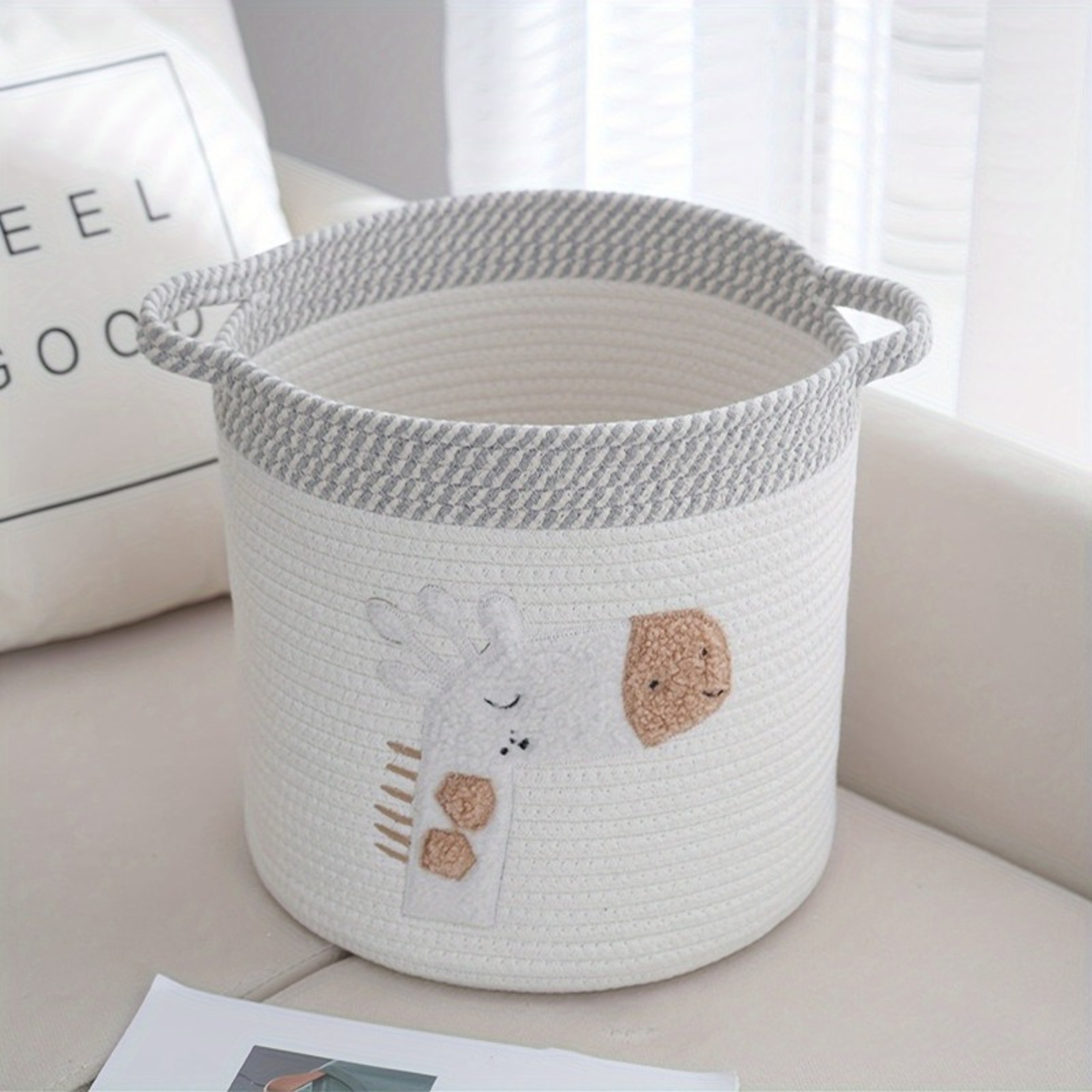 Giraffe Cotton Rope Storage Basket for Toys Clothes and Nursery Organization – view 1