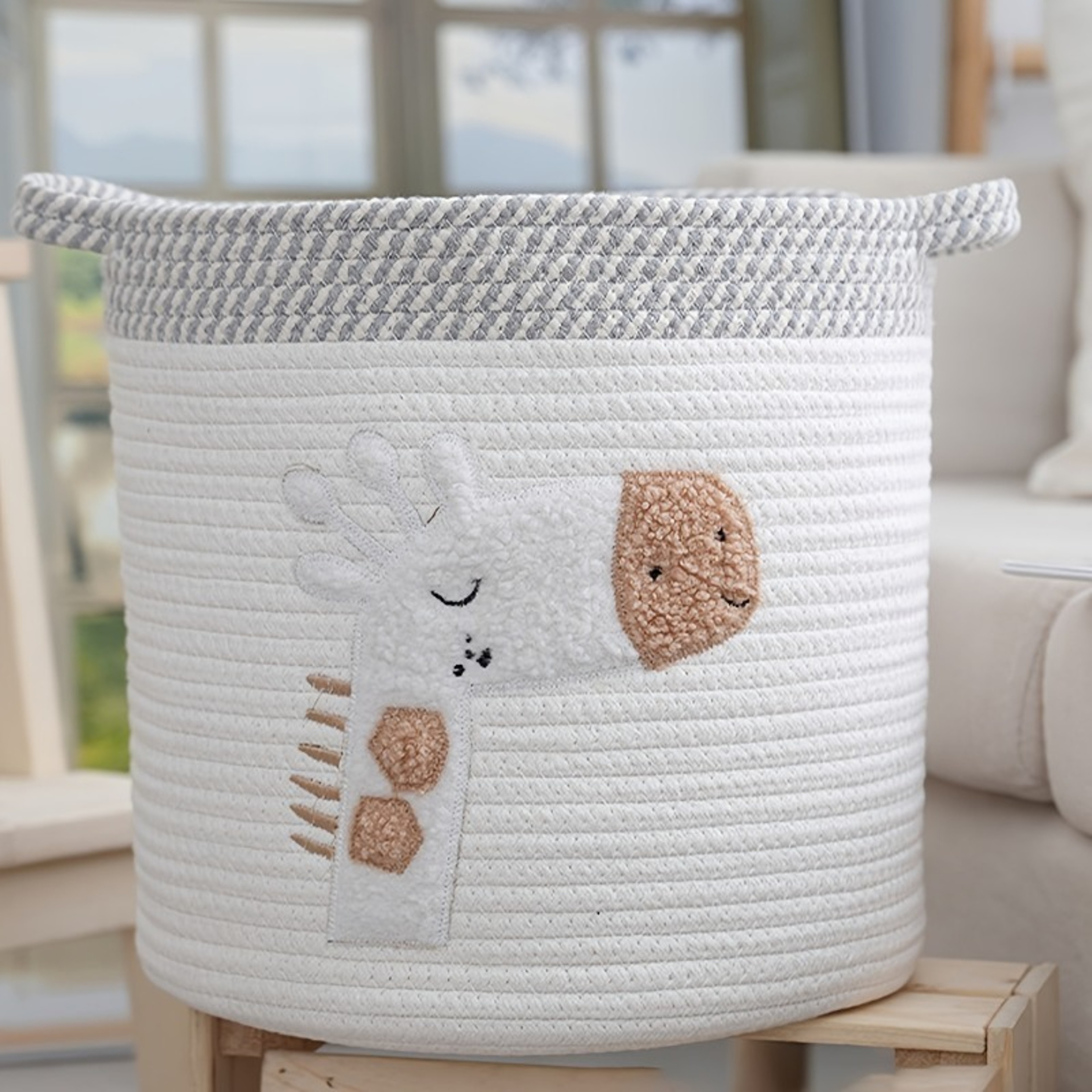Giraffe Cotton Rope Storage Basket for Toys Clothes and Nursery Organization – view 2