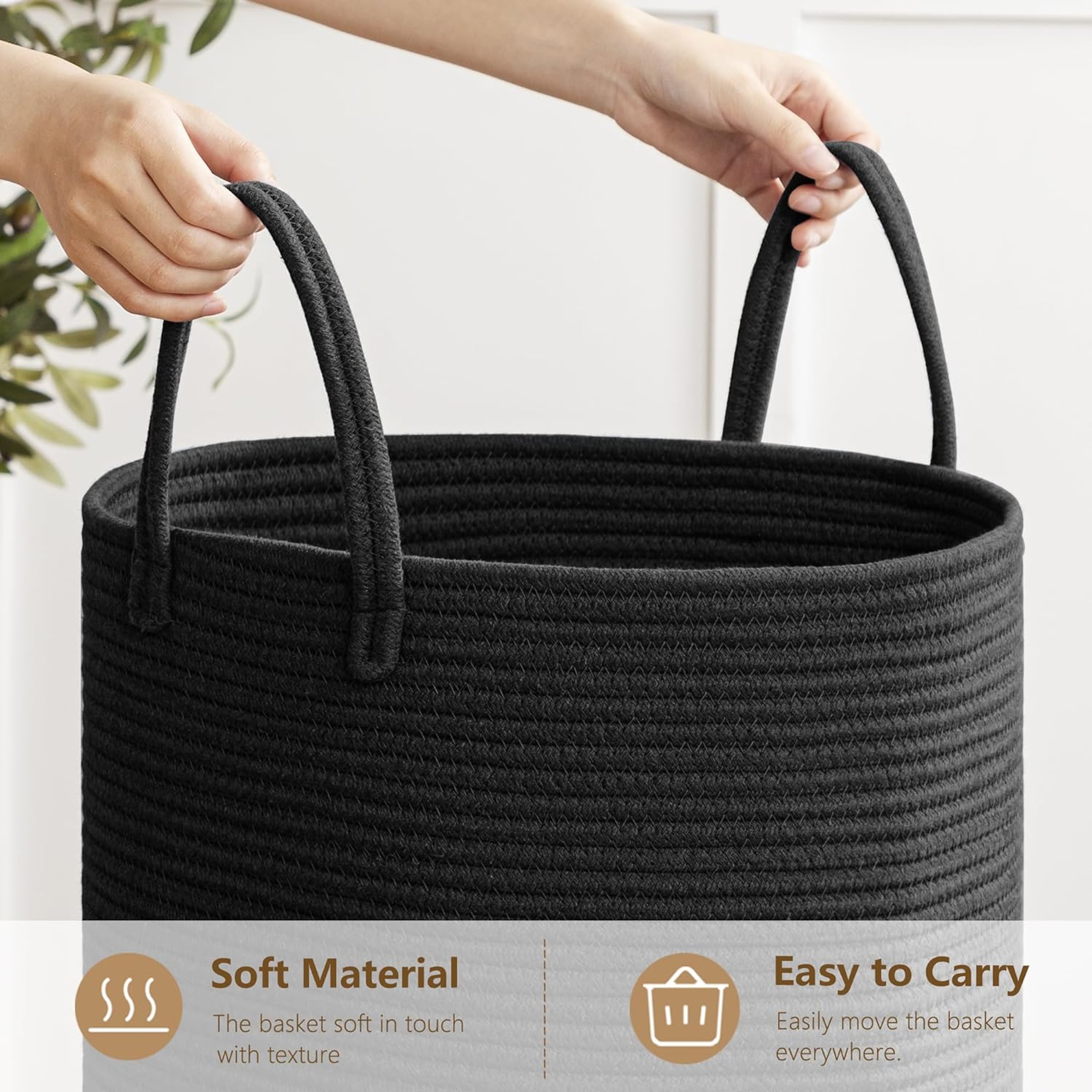 Large Woven Cotton Rope Laundry Hamper And Storage Basket With Handles 12