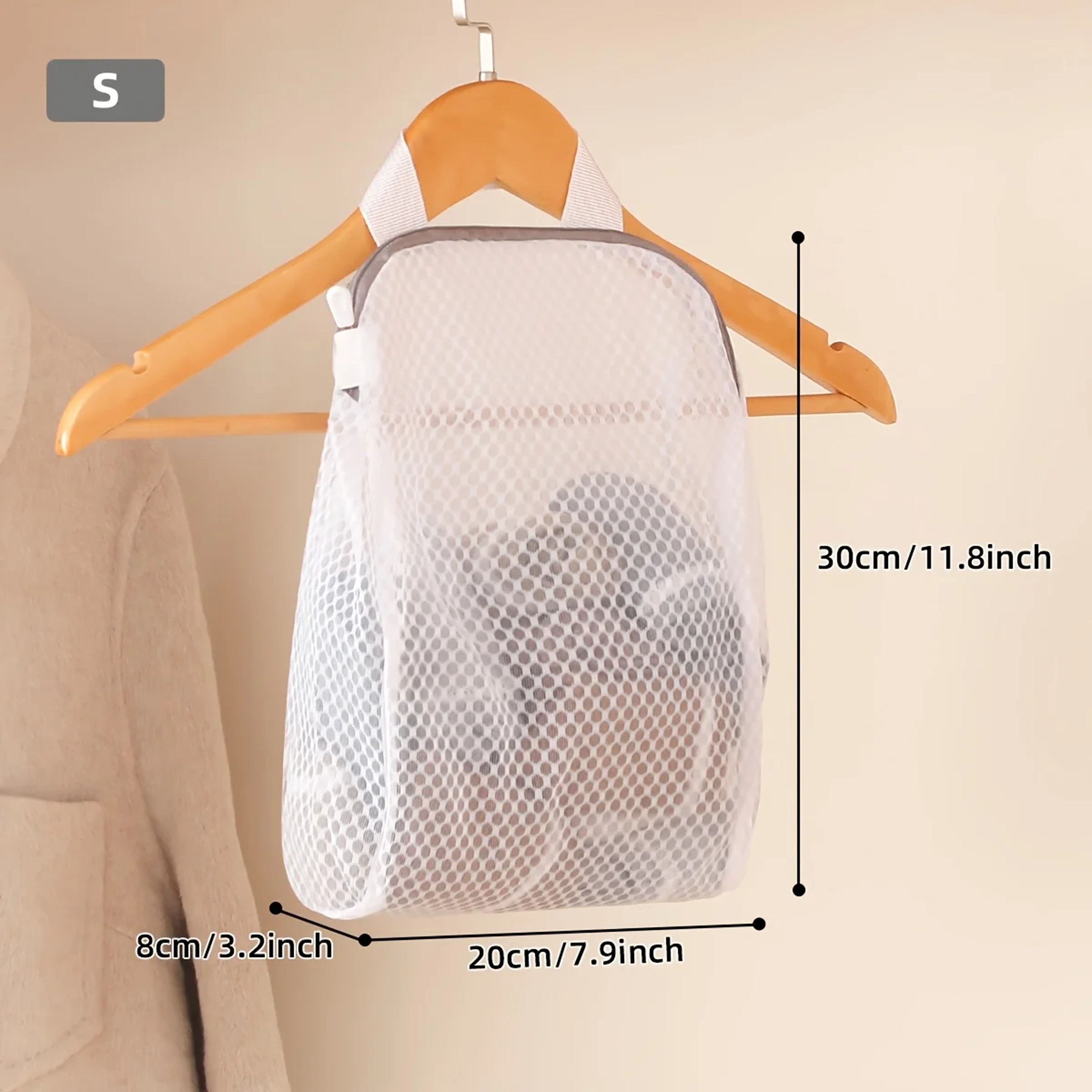 Wall Mounted Mesh Laundry Bag Zippered Space Saving Bathroom Clothes Organizer 1