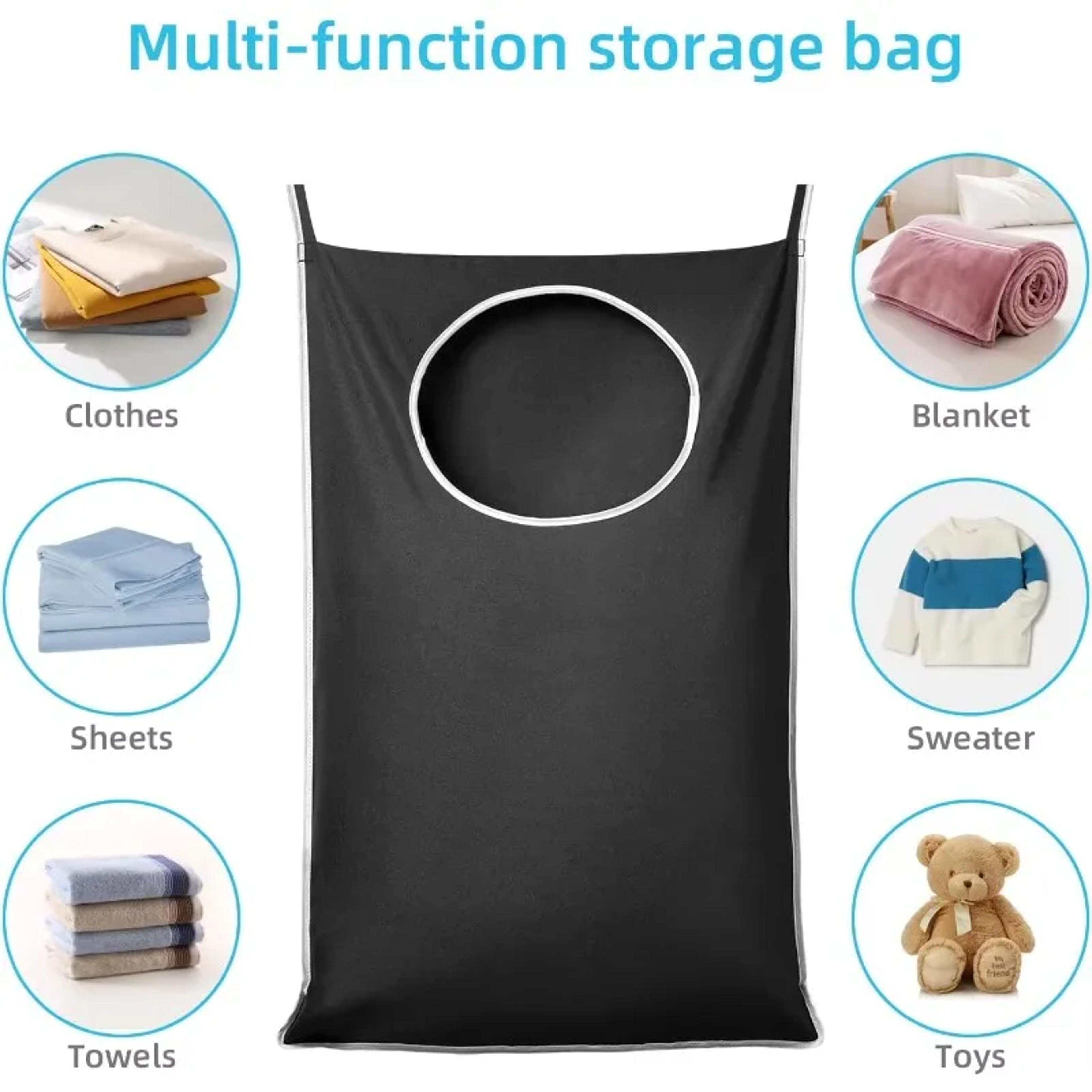 Large Hanging Laundry Hamper Foldable Space Saving Laundry Bag 5