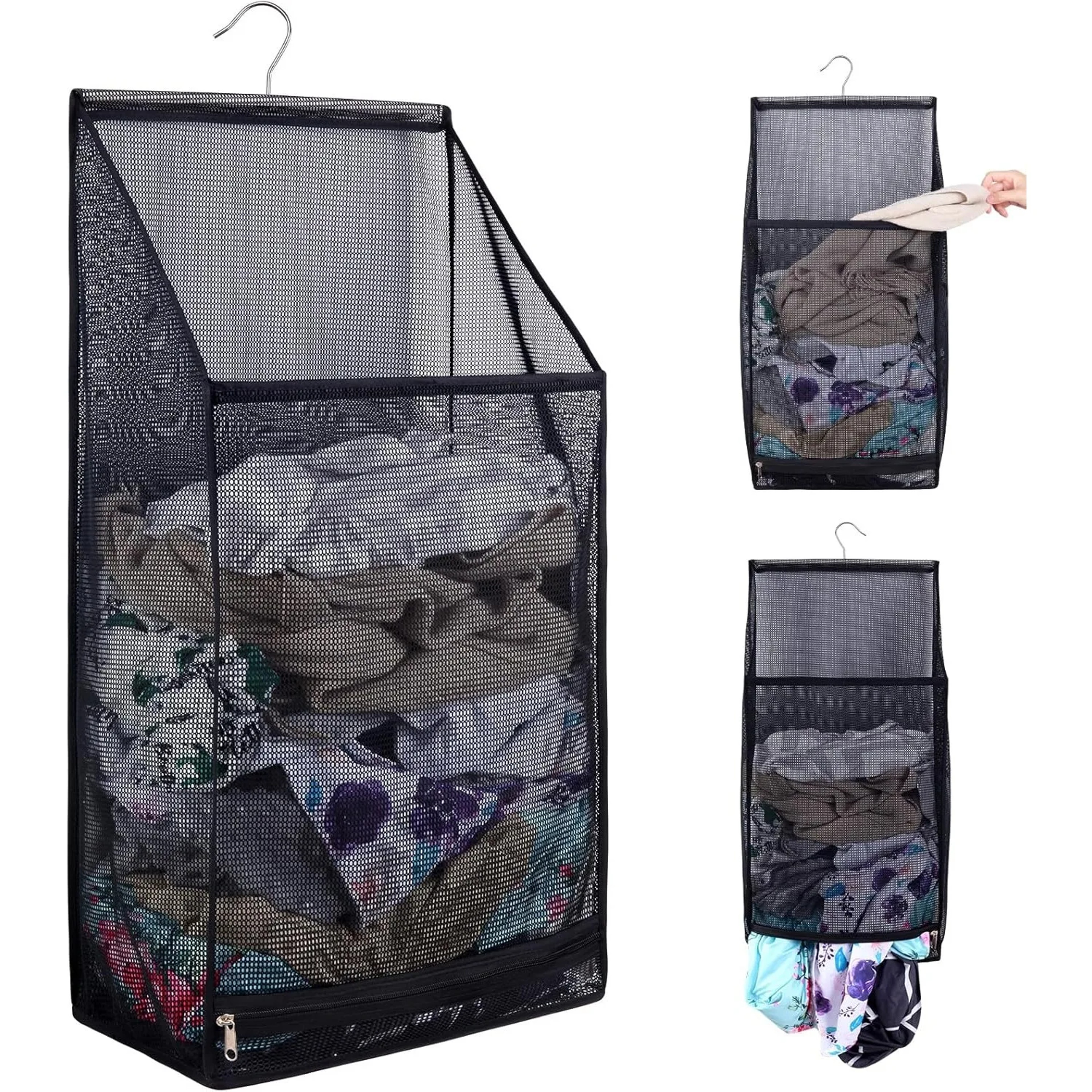 Large Capacity Over The Door Laundry Hamper Breathable Collapsible Mesh Storage Bag 0