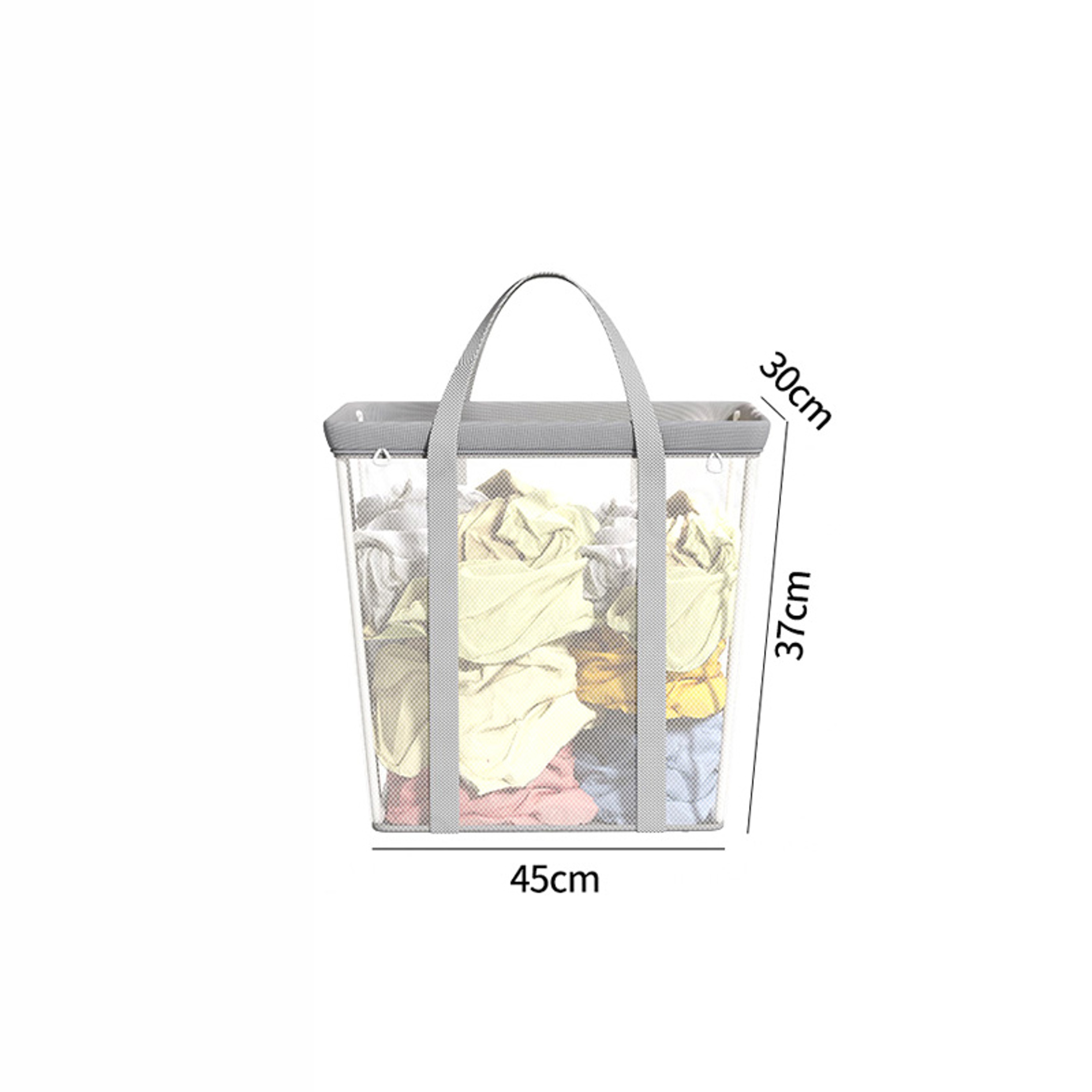 Foldable Mesh Laundry Basket Portable Collapsible Hamper With Carry Handles 7