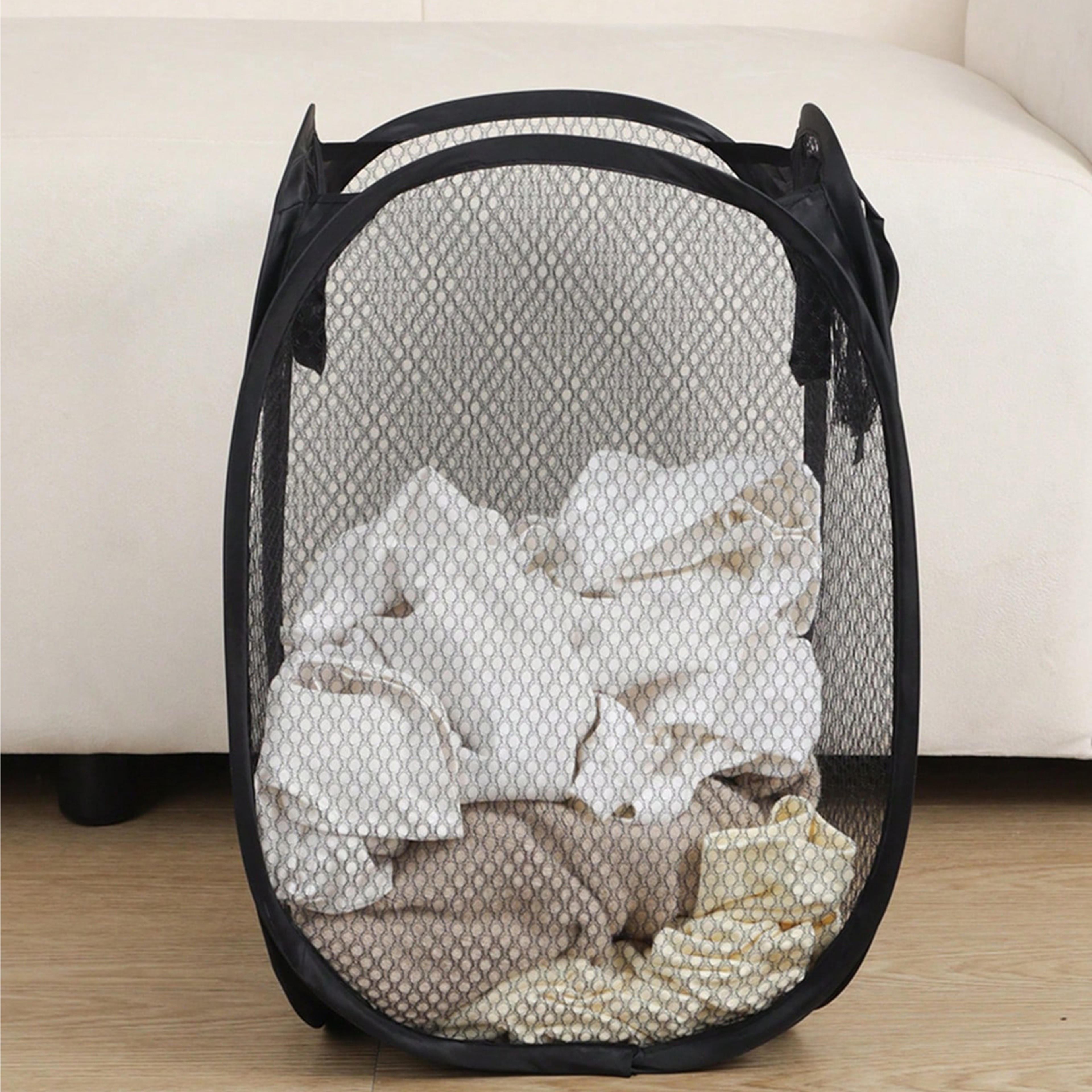 Foldable Hanging Laundry Hamper Mesh Space Saving Laundry Basket 1