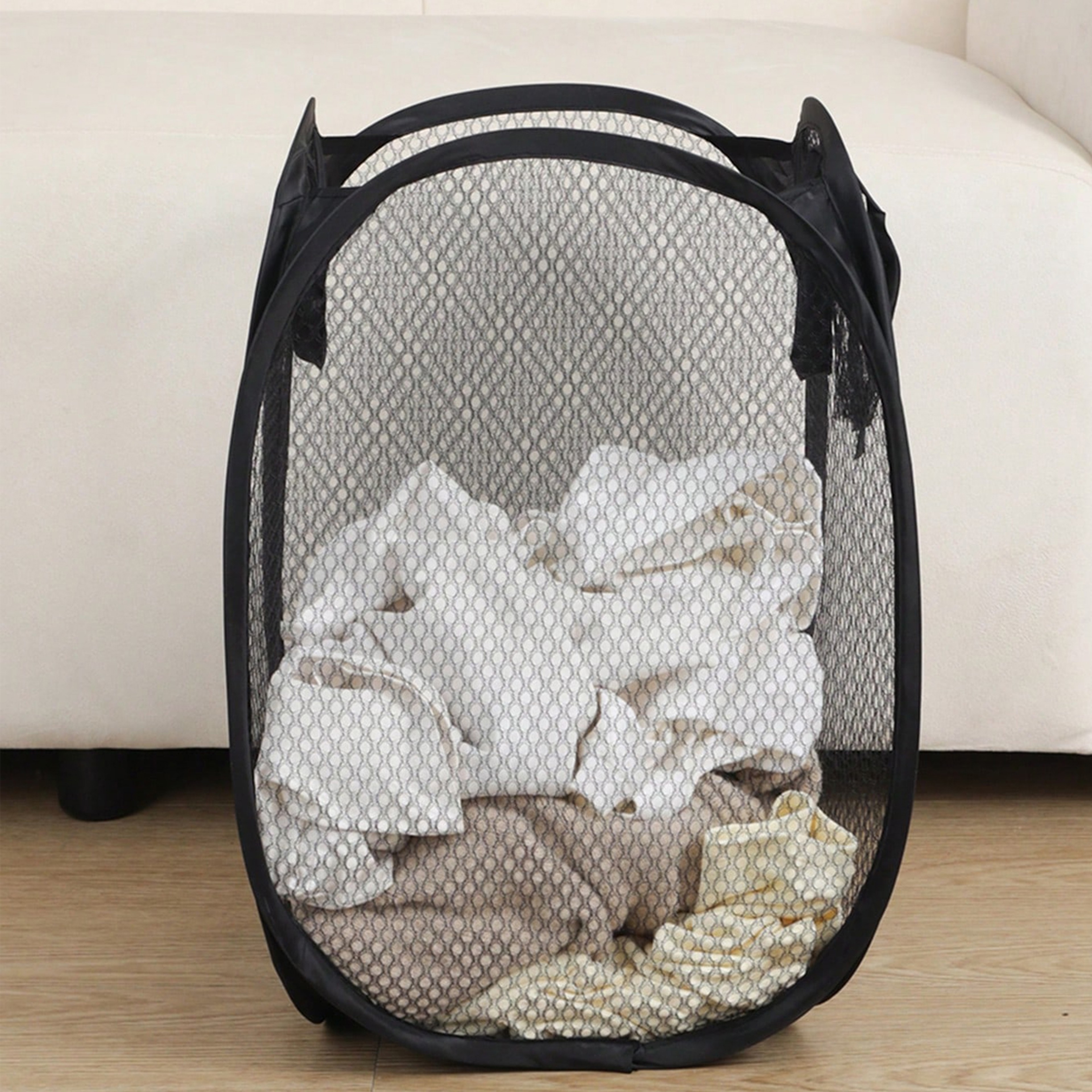 Foldable Hanging Laundry Hamper Mesh Space Saving Laundry Basket 5