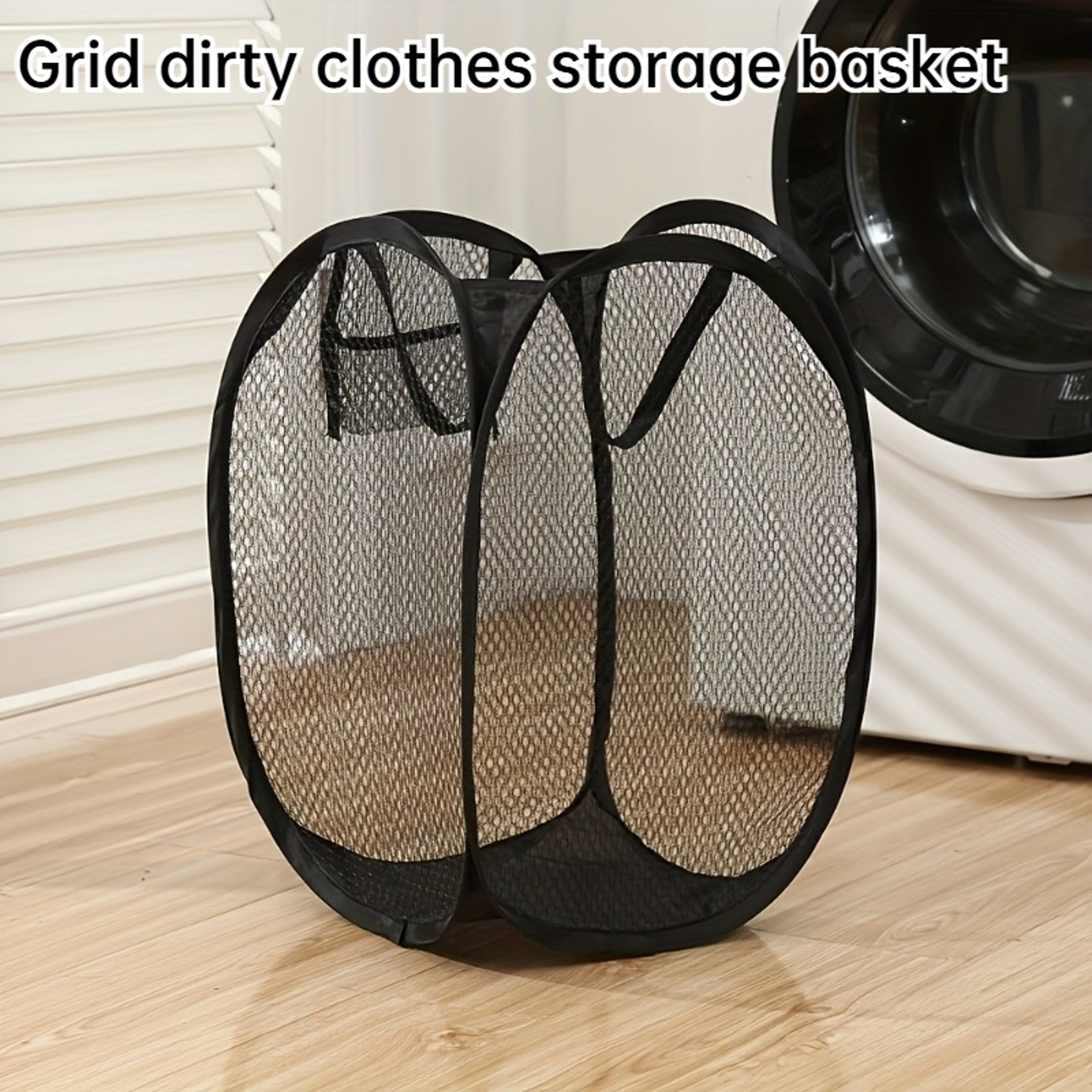Large Foldable Mesh Pop Up Laundry Basket With Carry Handle 1