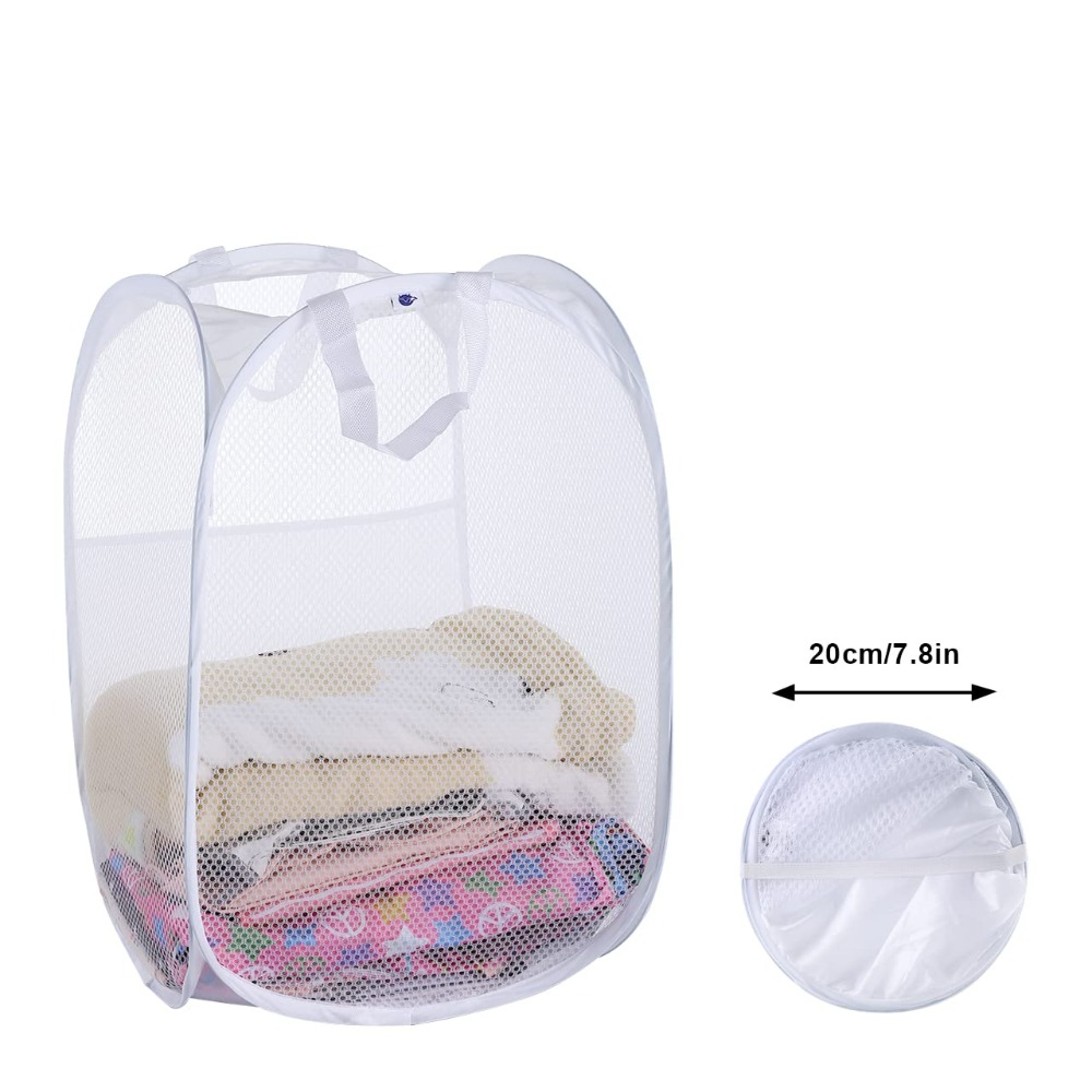 Pop Up Mesh Laundry Hamper Foldable Laundry Basket With Side Pocket 3