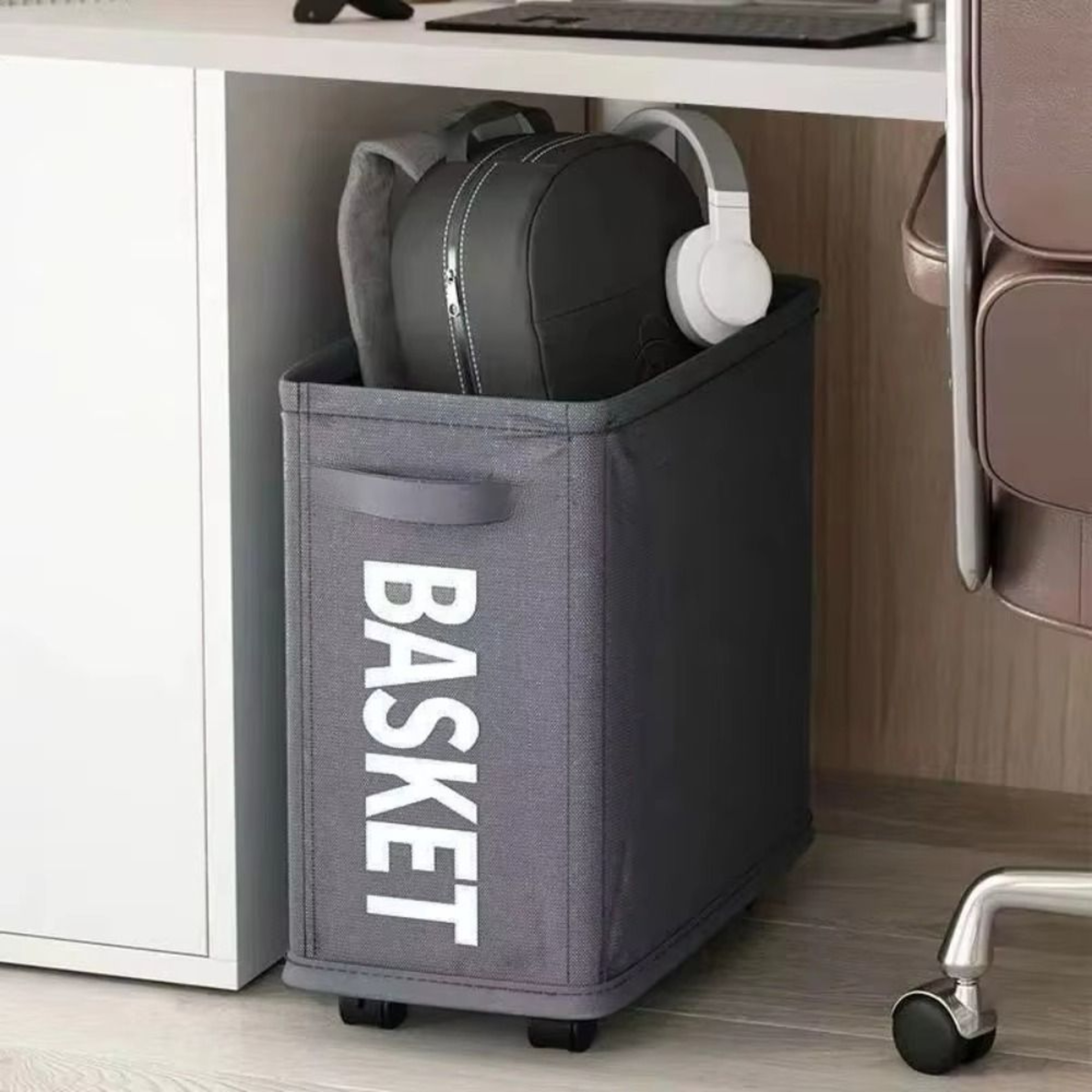 Foldable Rolling Laundry Hamper Waterproof Slim Basket 5