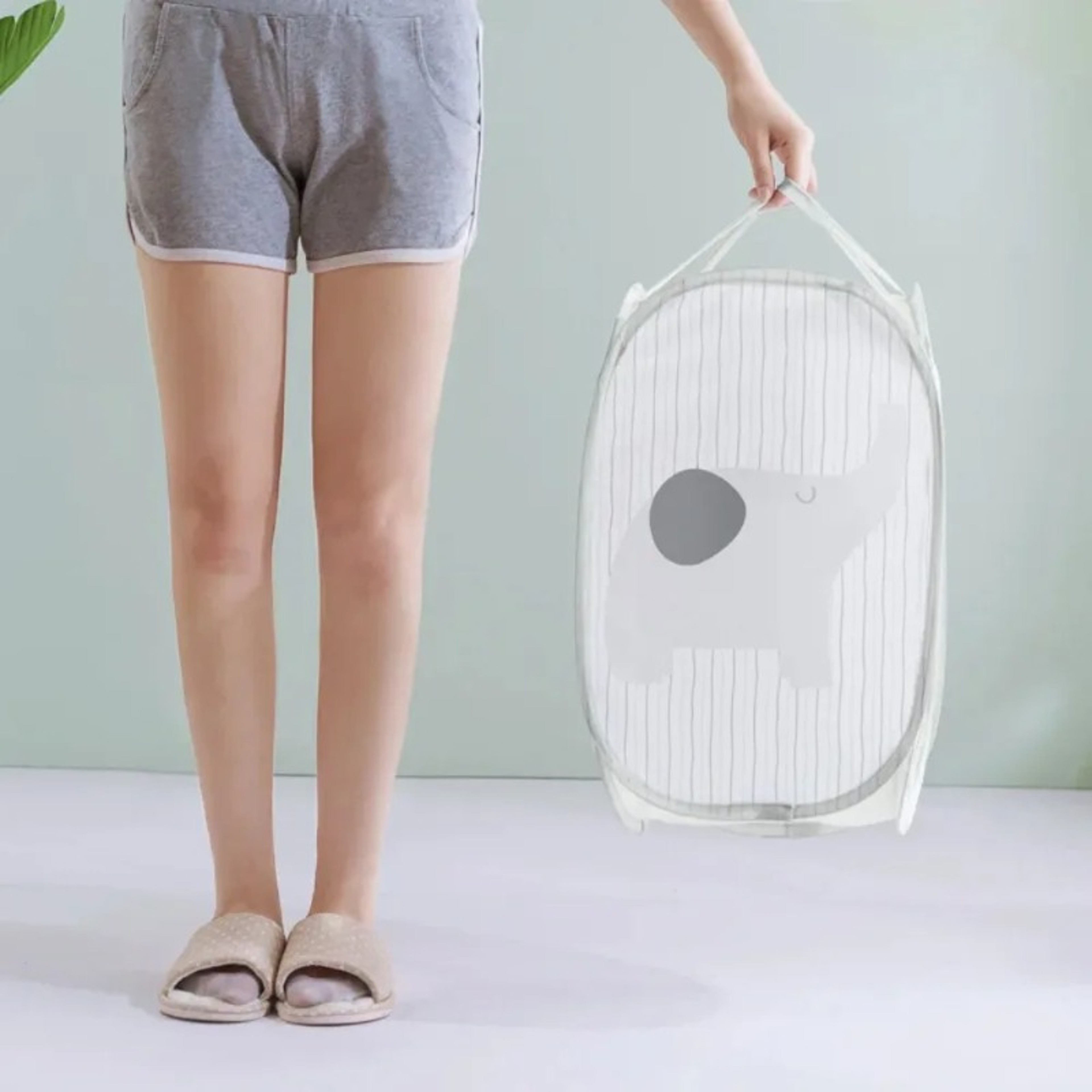 Foldable Mesh Laundry Hamper Collapsible Clothes And Toy Storage Basket 6