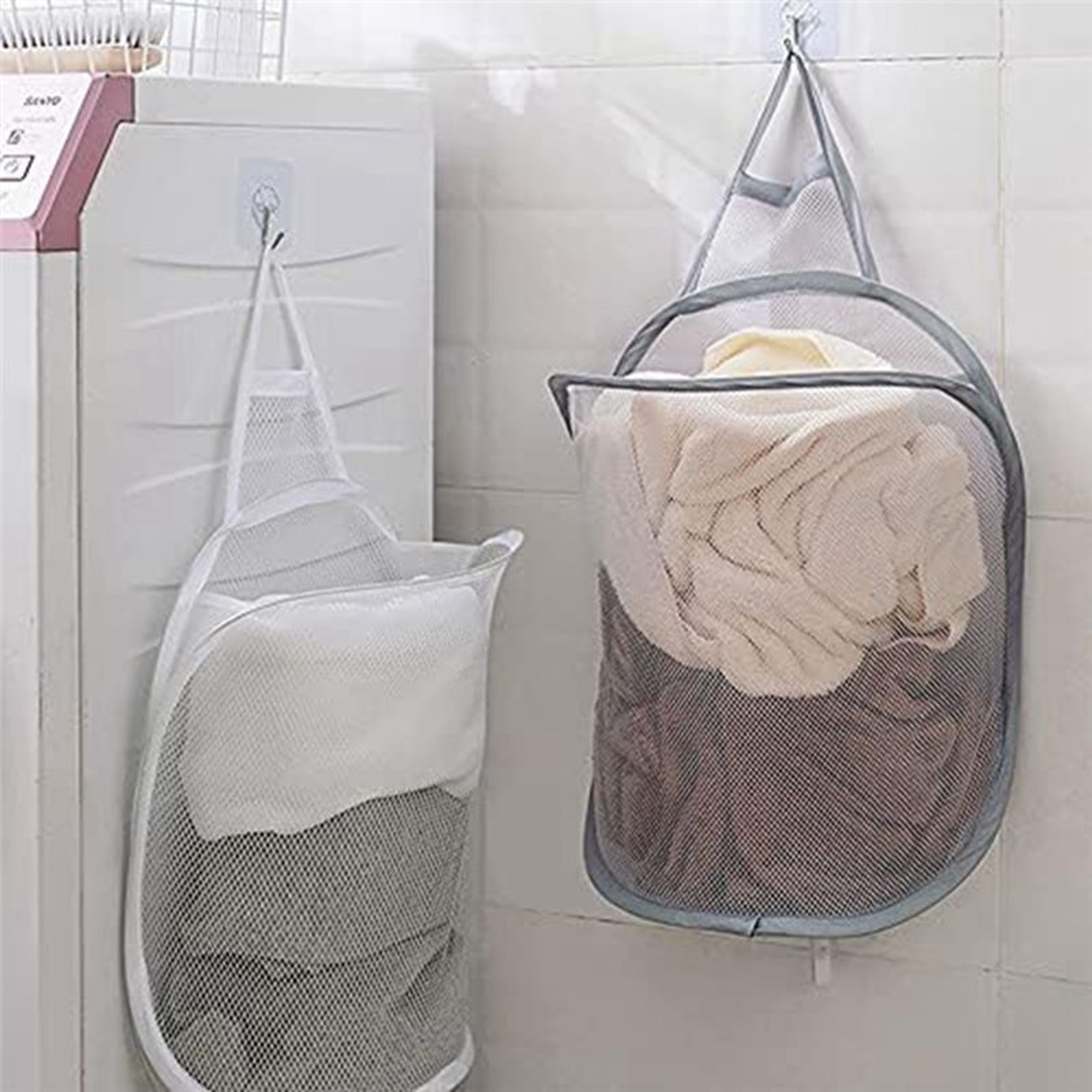 Wall Mounted Laundry Hamper Collapsible Mesh Laundry Basket For Dorm Bathroom And Small Spaces 2