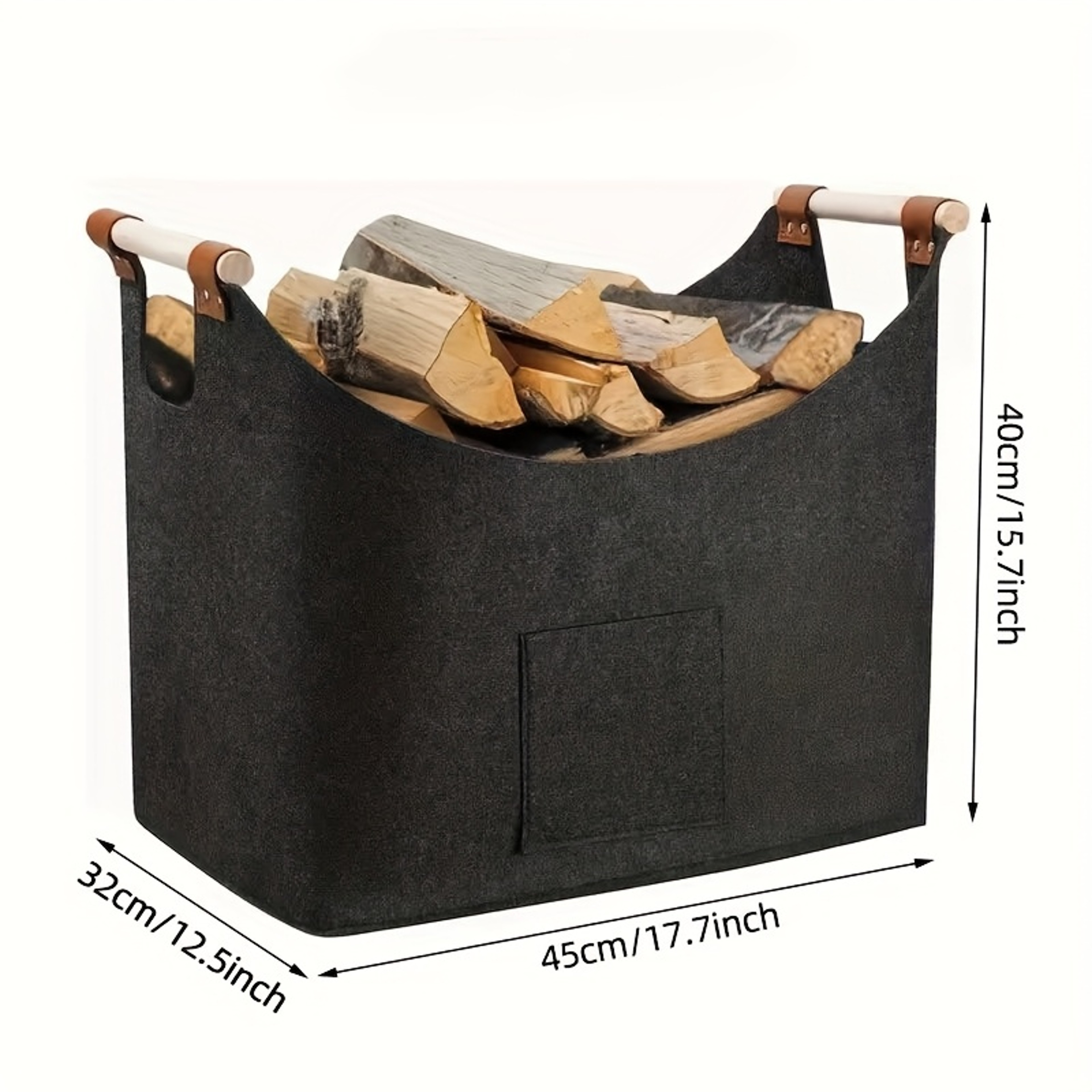 Extra Large Felt Firewood Basket Foldable Log Carrier With Reinforced Handles 1