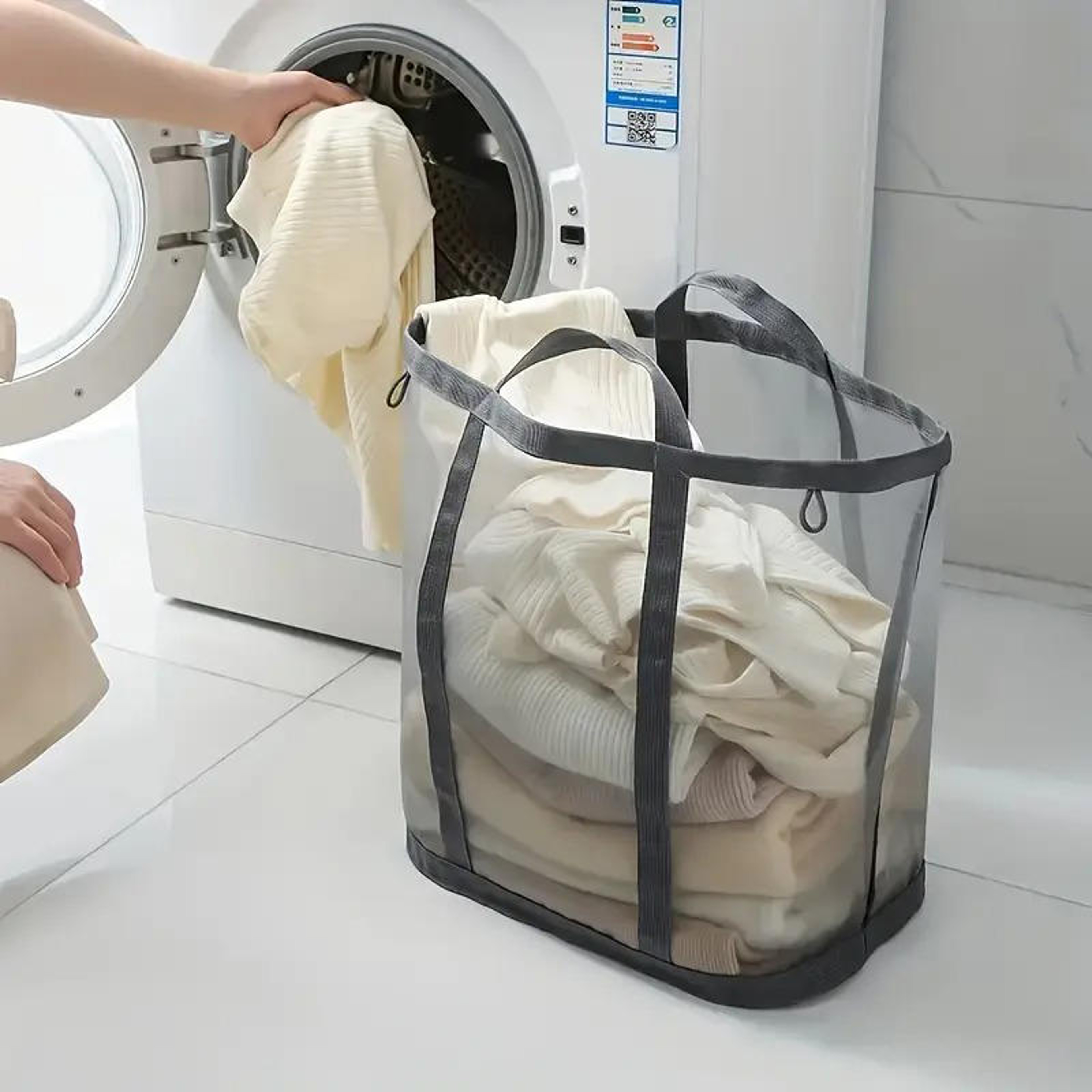 Wall Mounted Laundry Basket Foldable Mesh Laundry Basket Space Saving Organizer 3