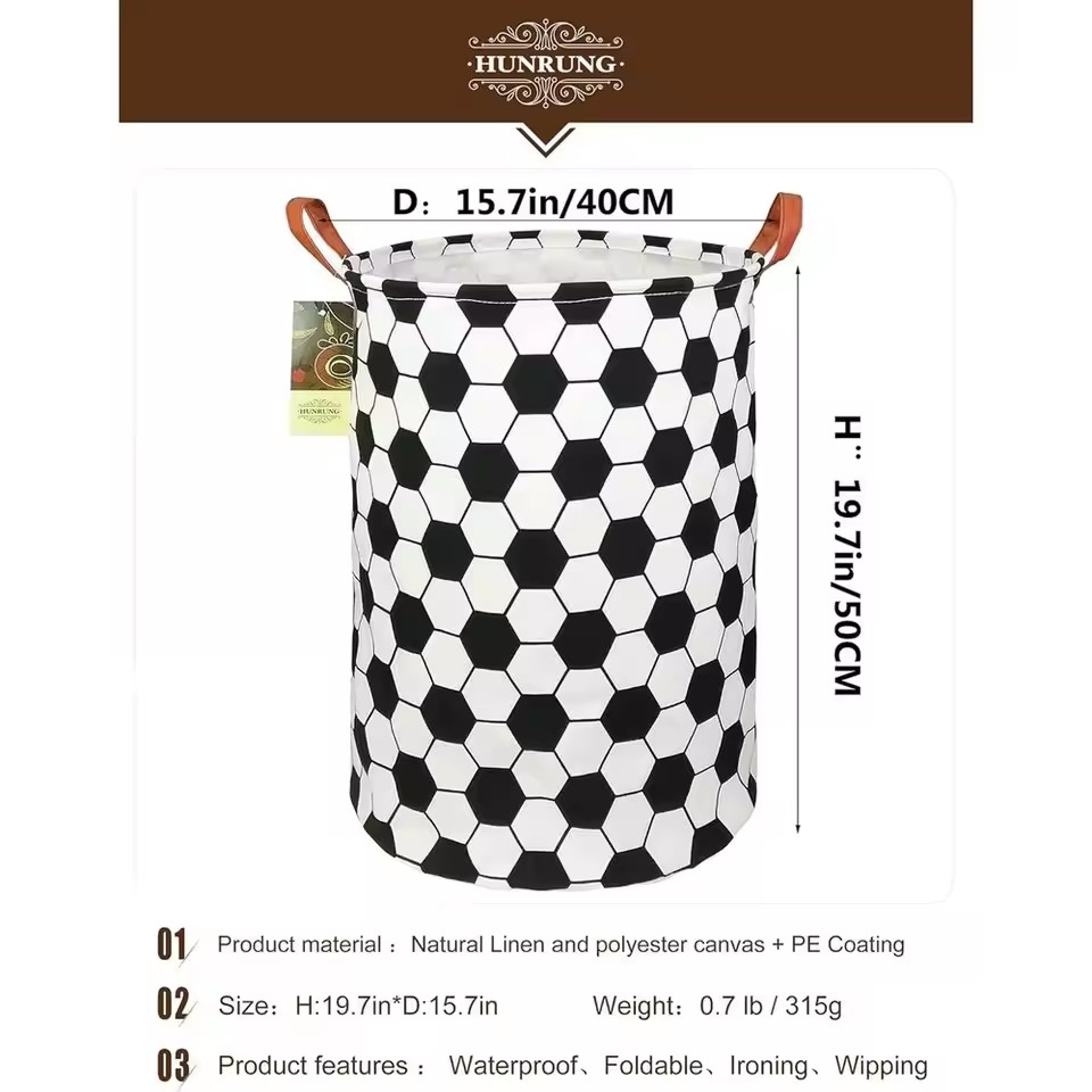 Collapsible Laundry Hamper Waterproof Fabric Storage Basket With Handles 3