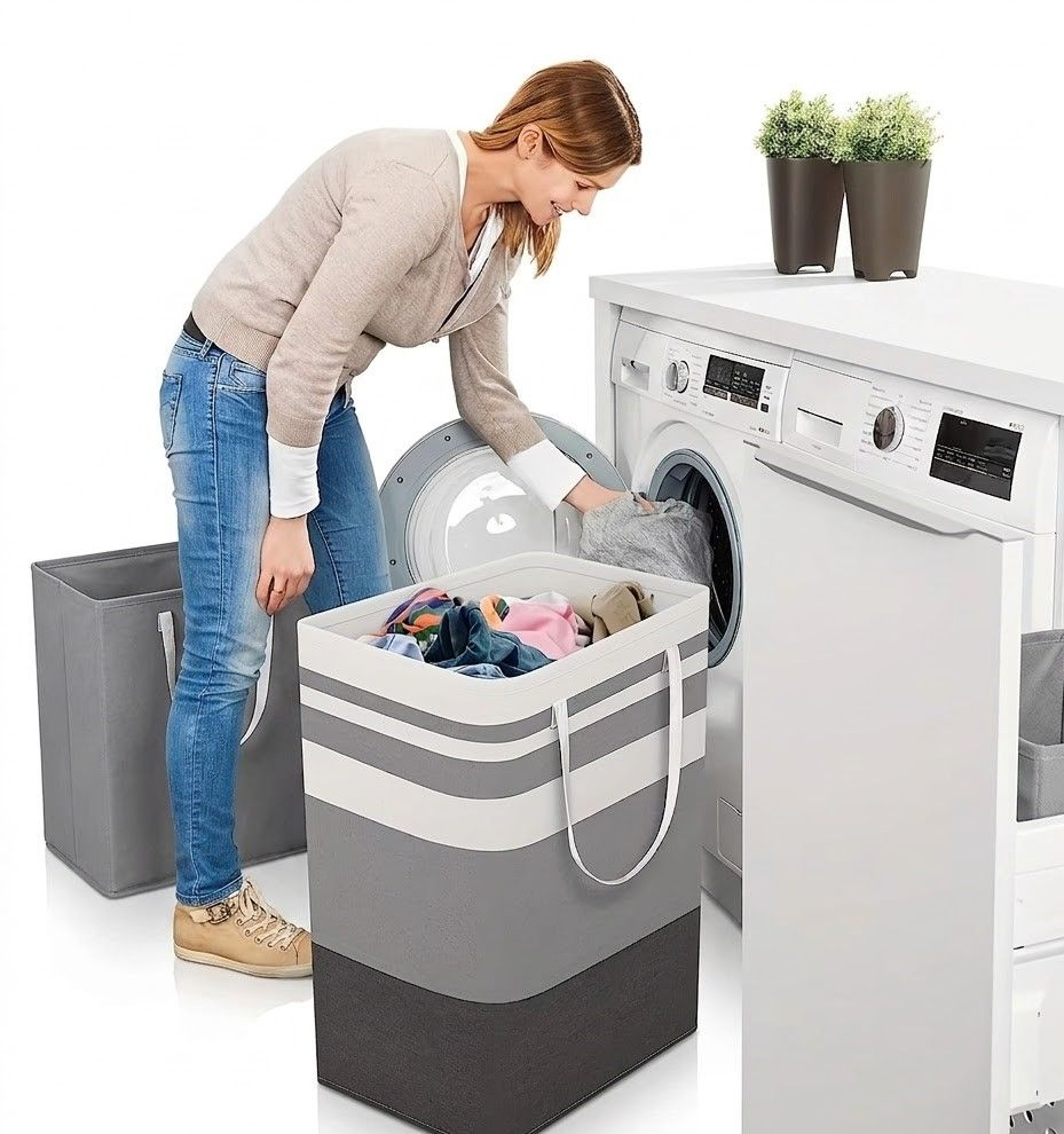 Extra Large Laundry Hamper Waterproof Collapsible Clothes Basket With Extended Handles 0
