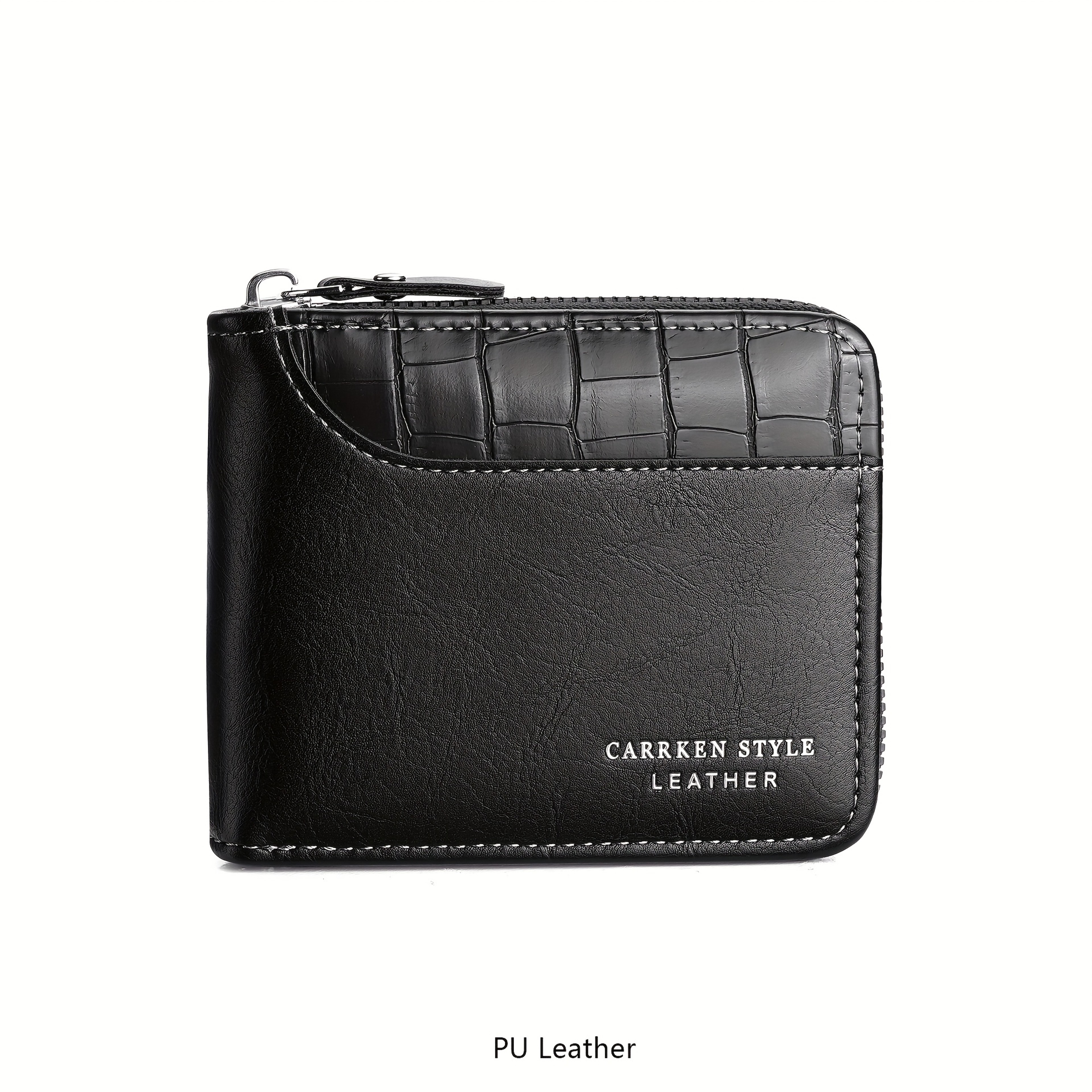 Crocodile Pattern Trifold Wallet For Men With Zipper Card Holder 4