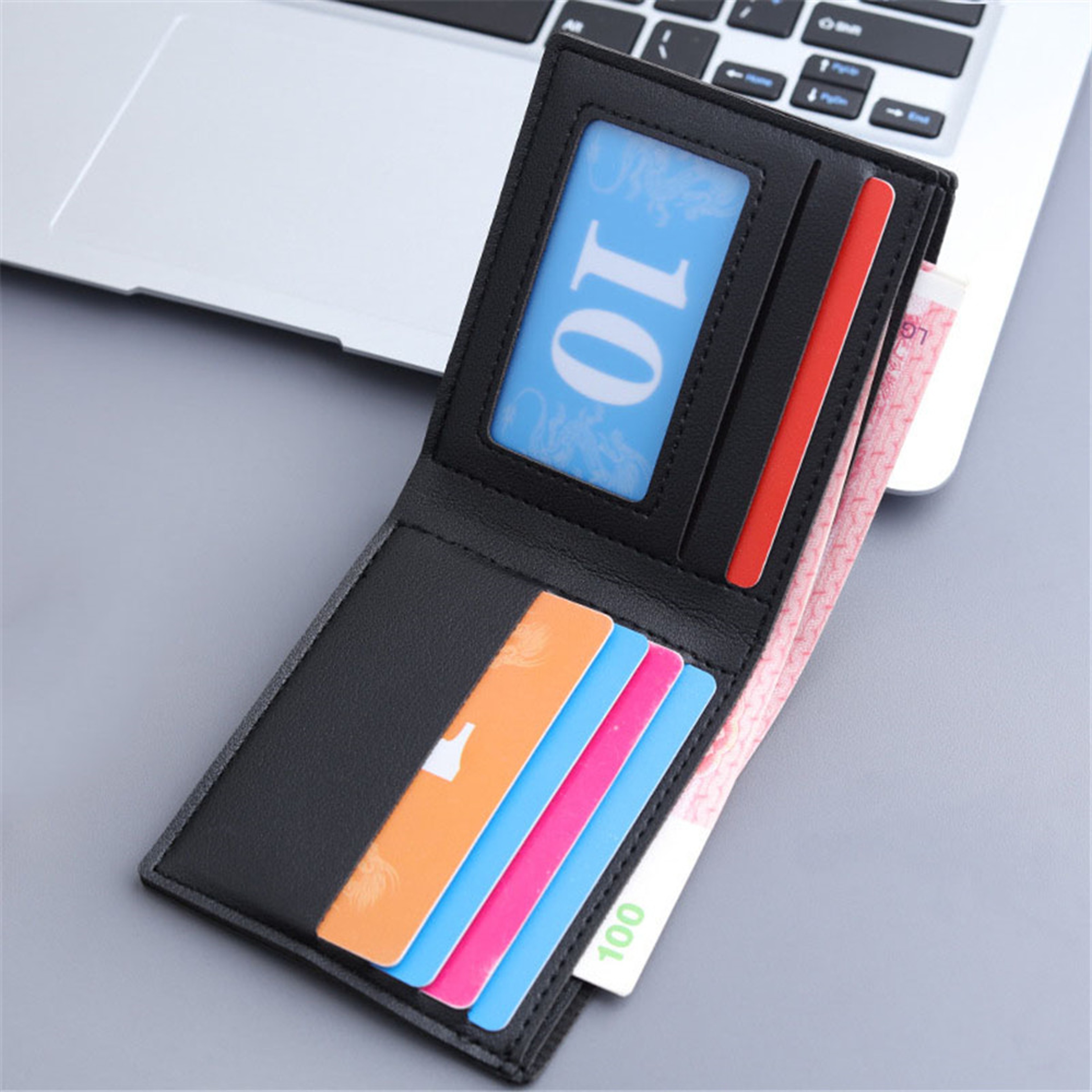 Men Slim Leather Wallet Short Vintage Credit Card Holder 5