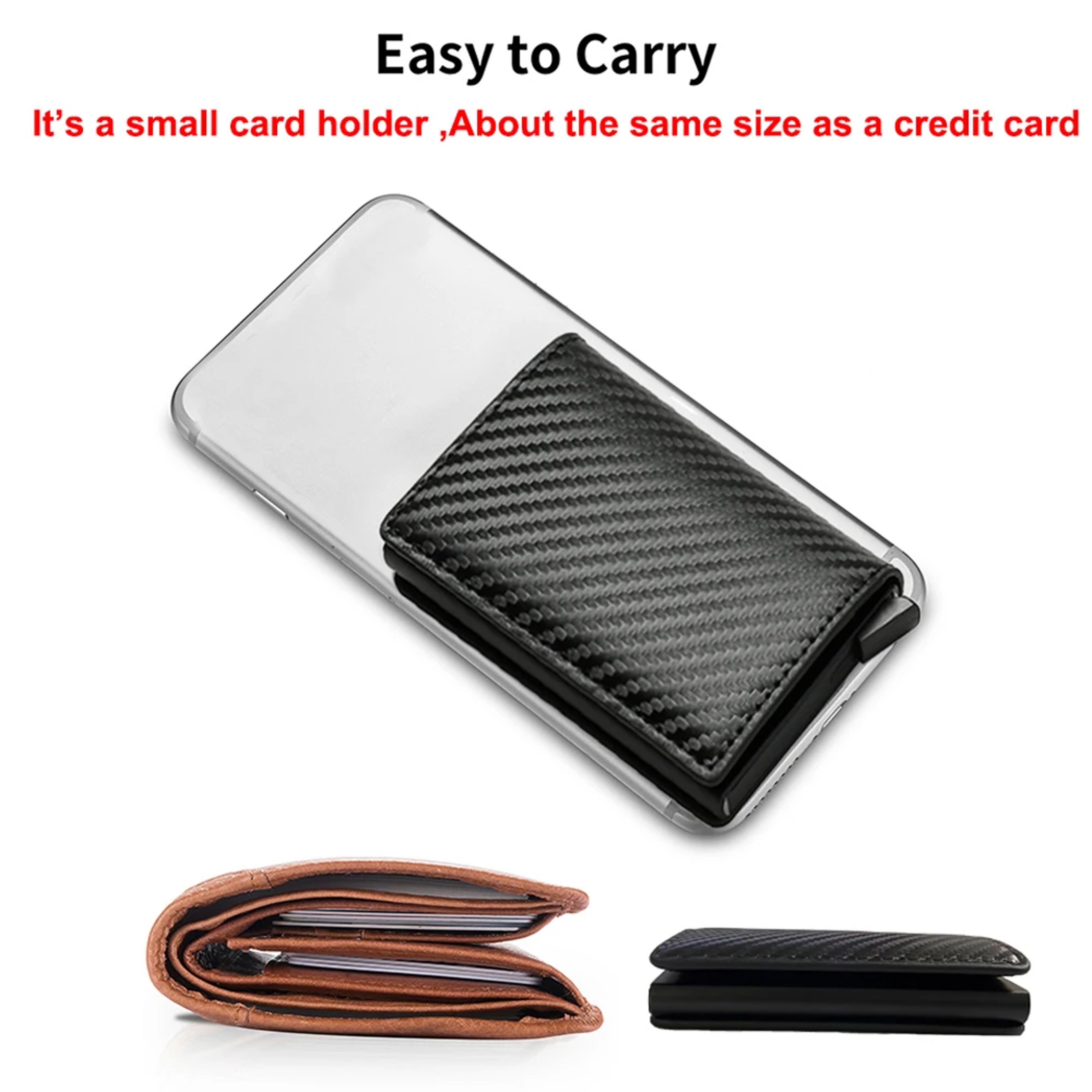 Carbon Fiber RFID Blocking Wallet With Pop Up Card Holder 17