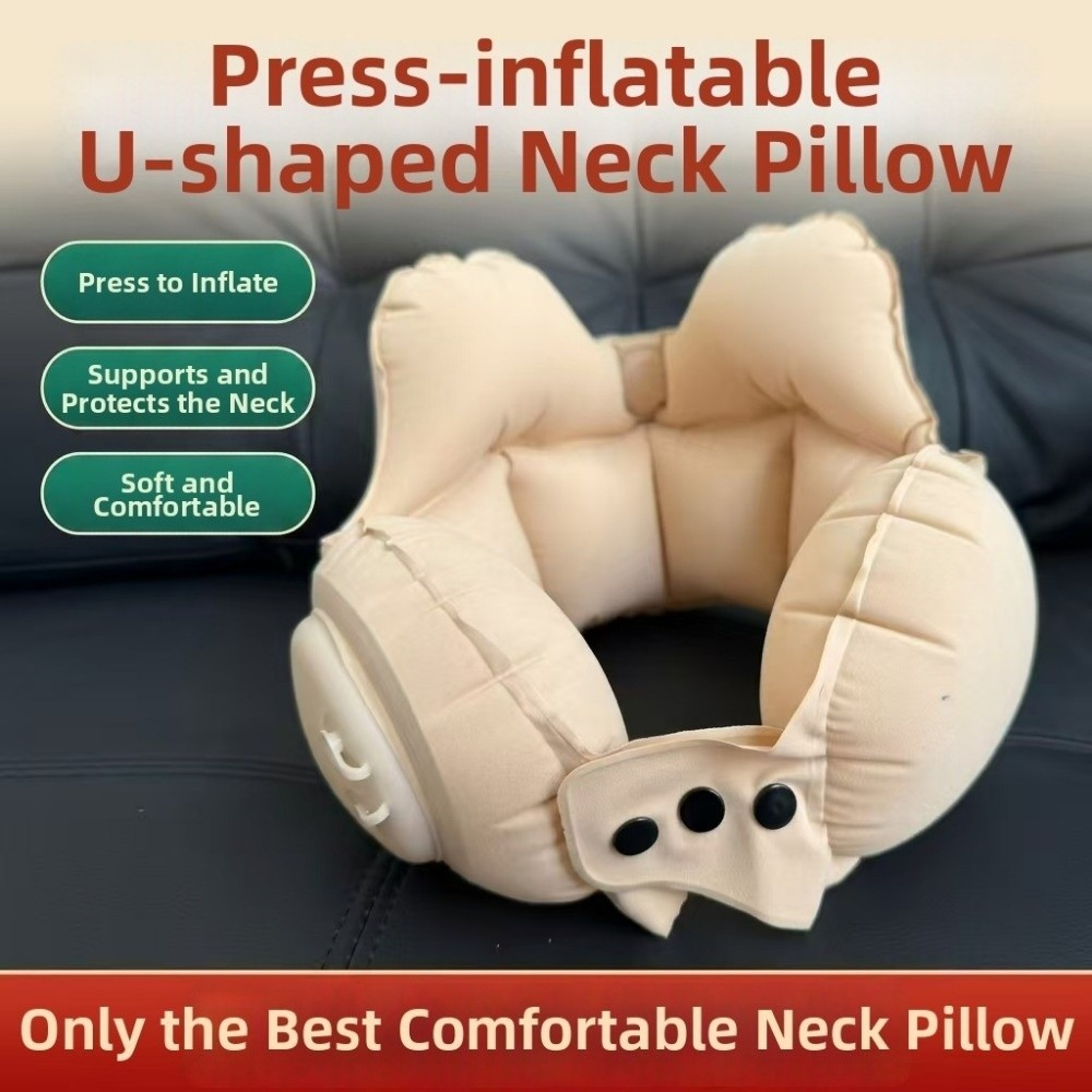 Compact Inflatable Neck Pillow For Travel Adjustable Foldable Airplane Pillow 5