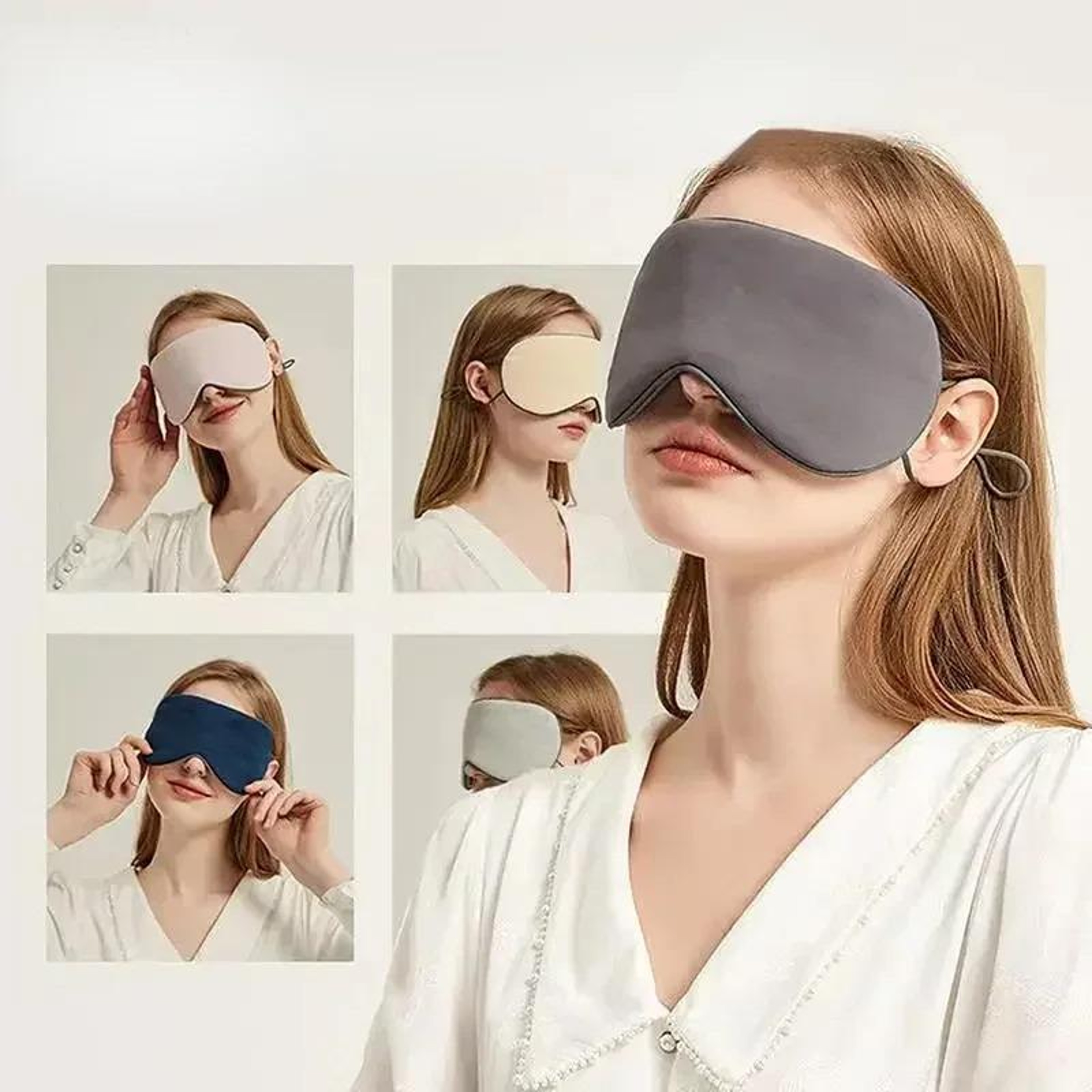 Ice Silk Sleep Mask Adjustable Warm Cool Light Blocking Eye Mask For Travel 5