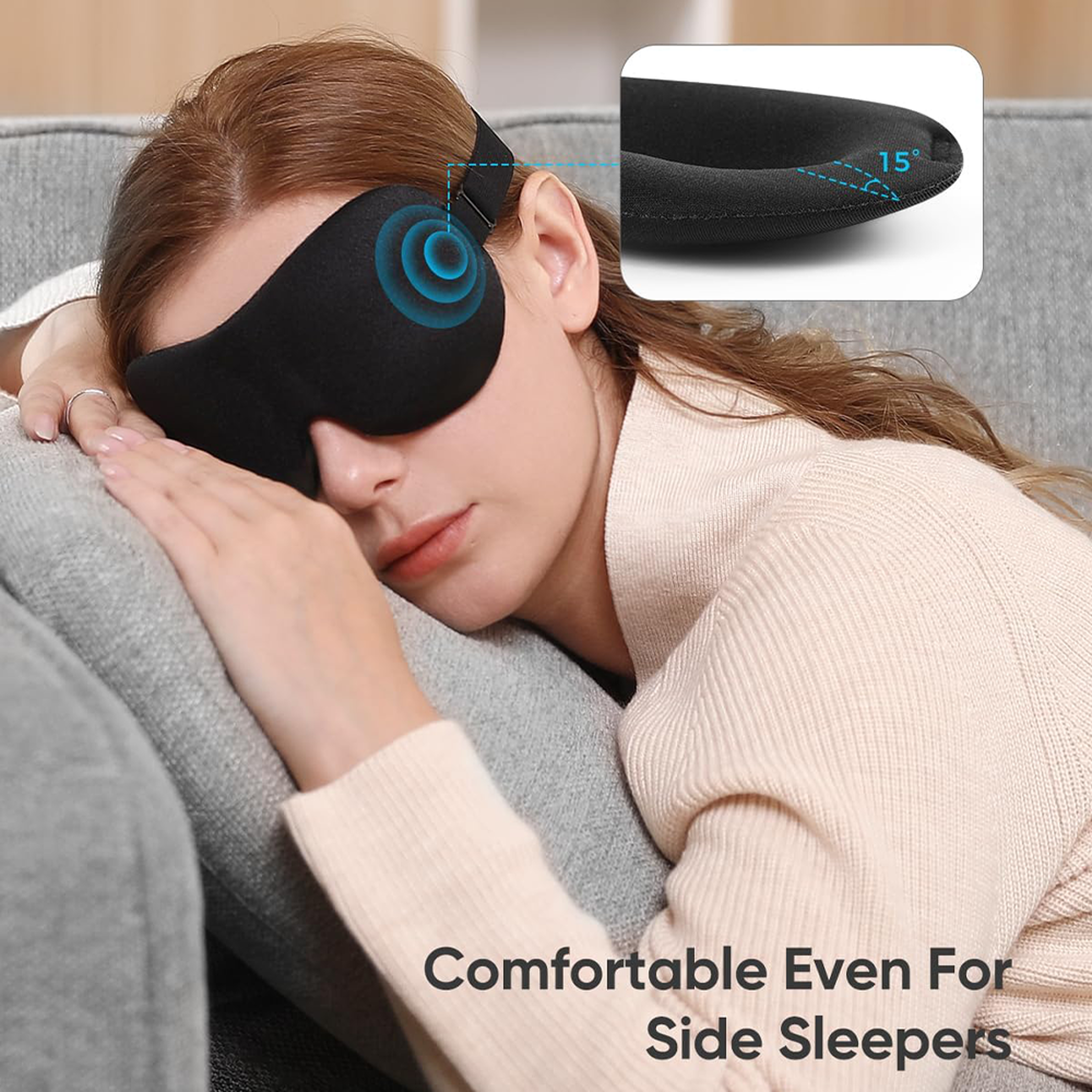 Contoured Cup Blindfold Concave Molded Night Sleep Face Masks Block Out Light with Women Men Eyepatch – view 3