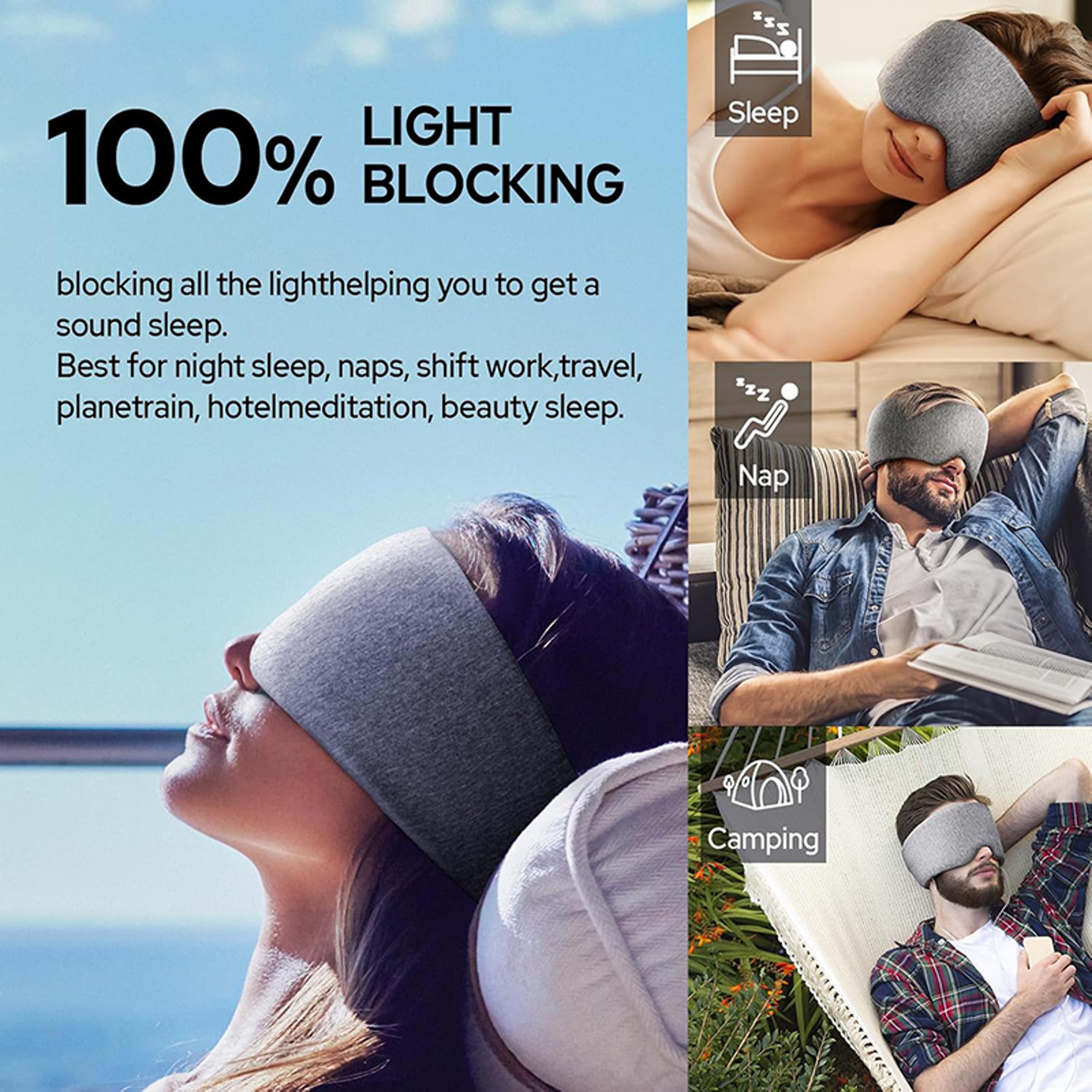 Soft Cotton Sleep Mask Adjustable Eye Mask For Sleeping And Travel 6