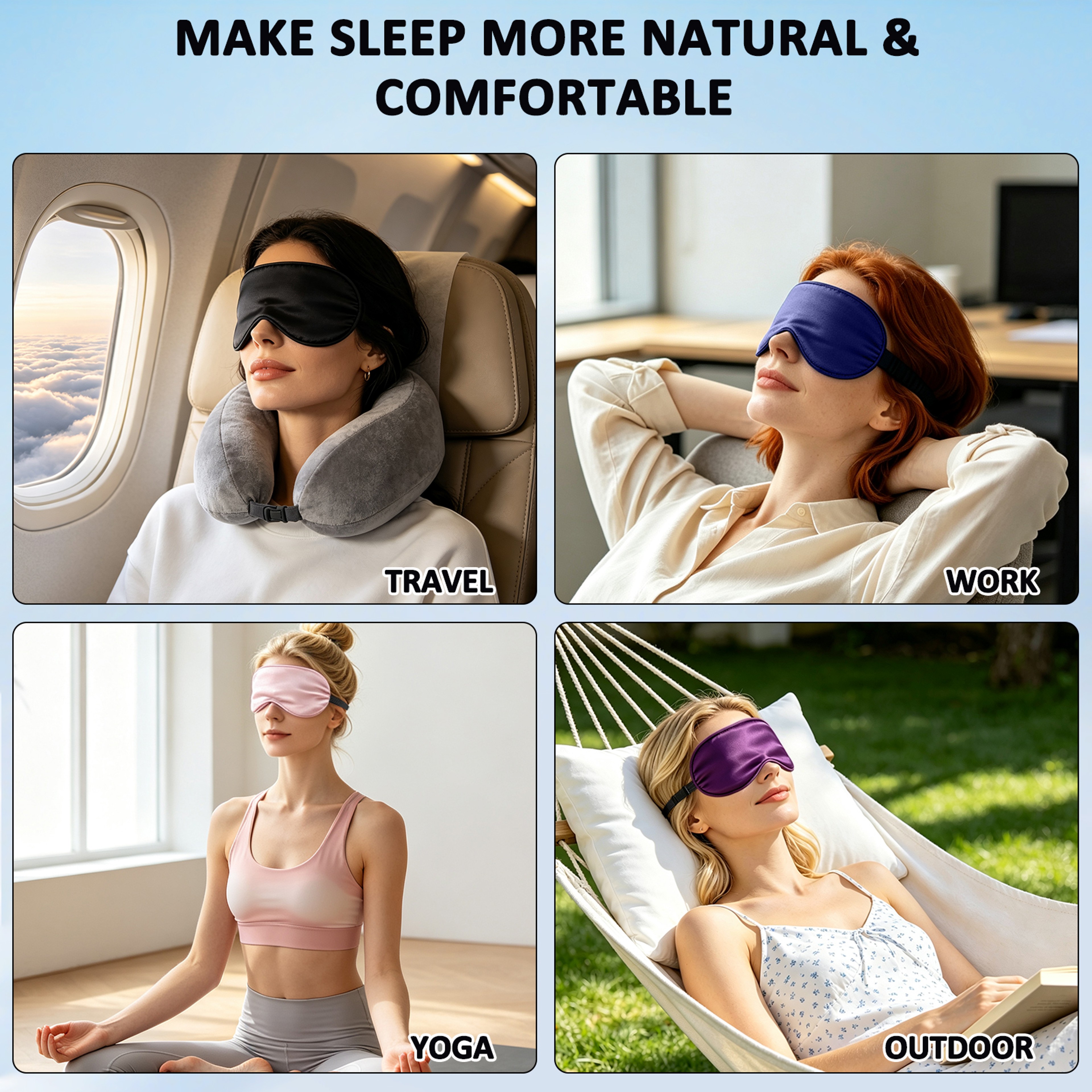 Silk Sleep Mask Soft Padded Light Blocking Eye Mask For Travel Nap And Night Rest 9