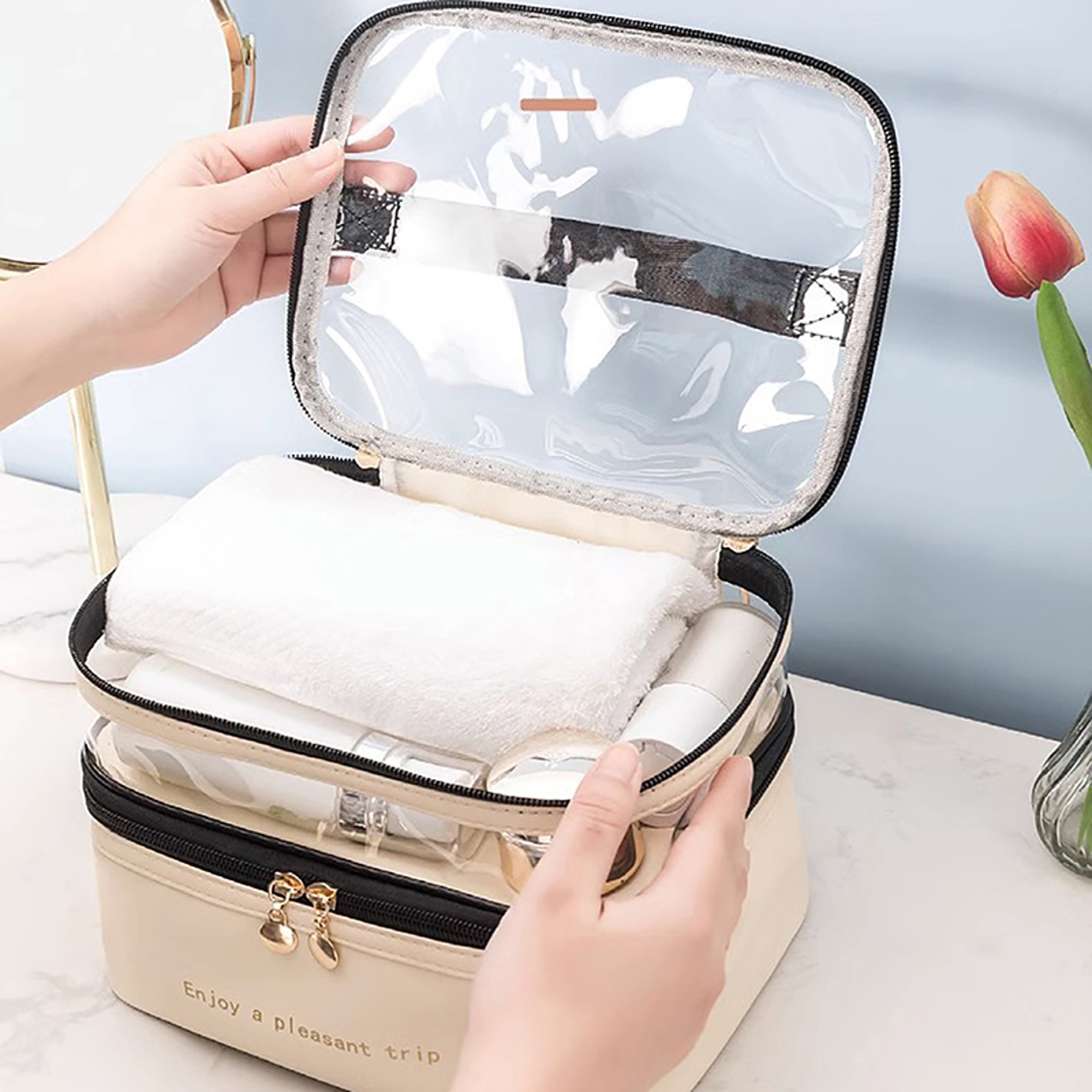 Waterproof PVC Travel Makeup Organizer Bag For Toiletries And Cosmetics 6