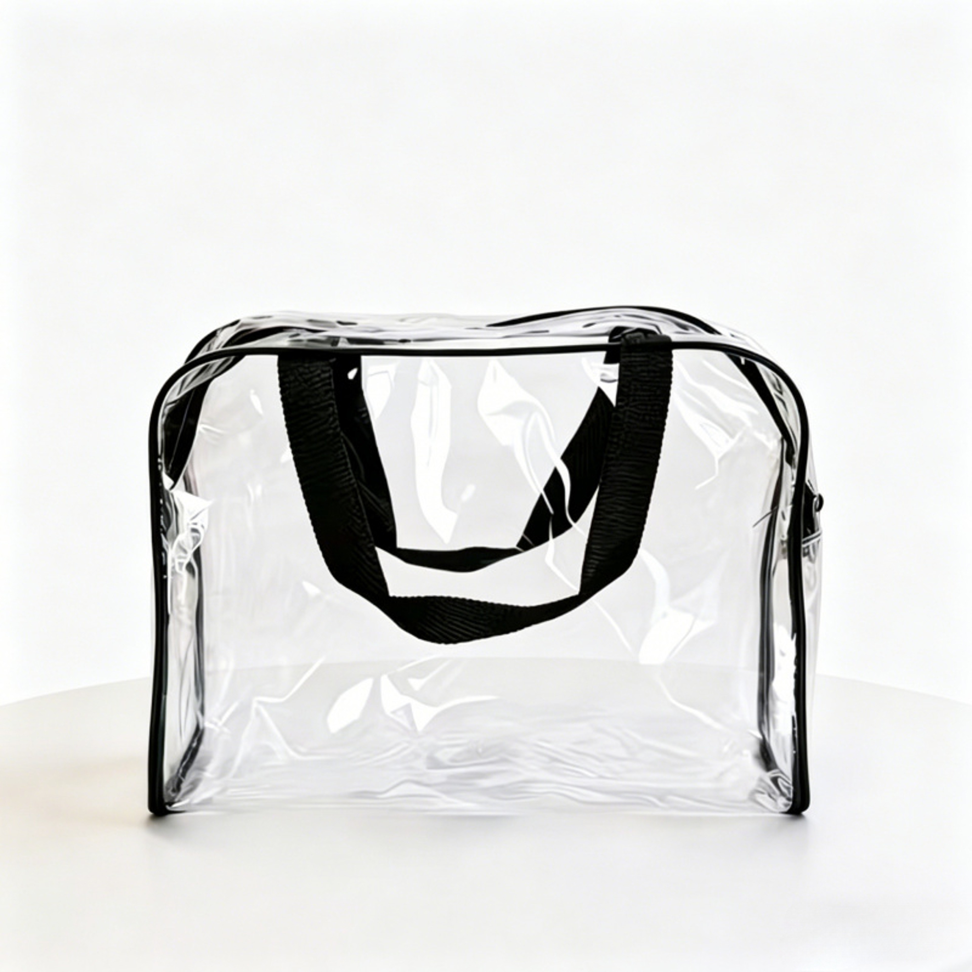 Clear Handle Transparent Storage Pouch Plastic Zipper Bag For Desk Travel  Office Supplies 0