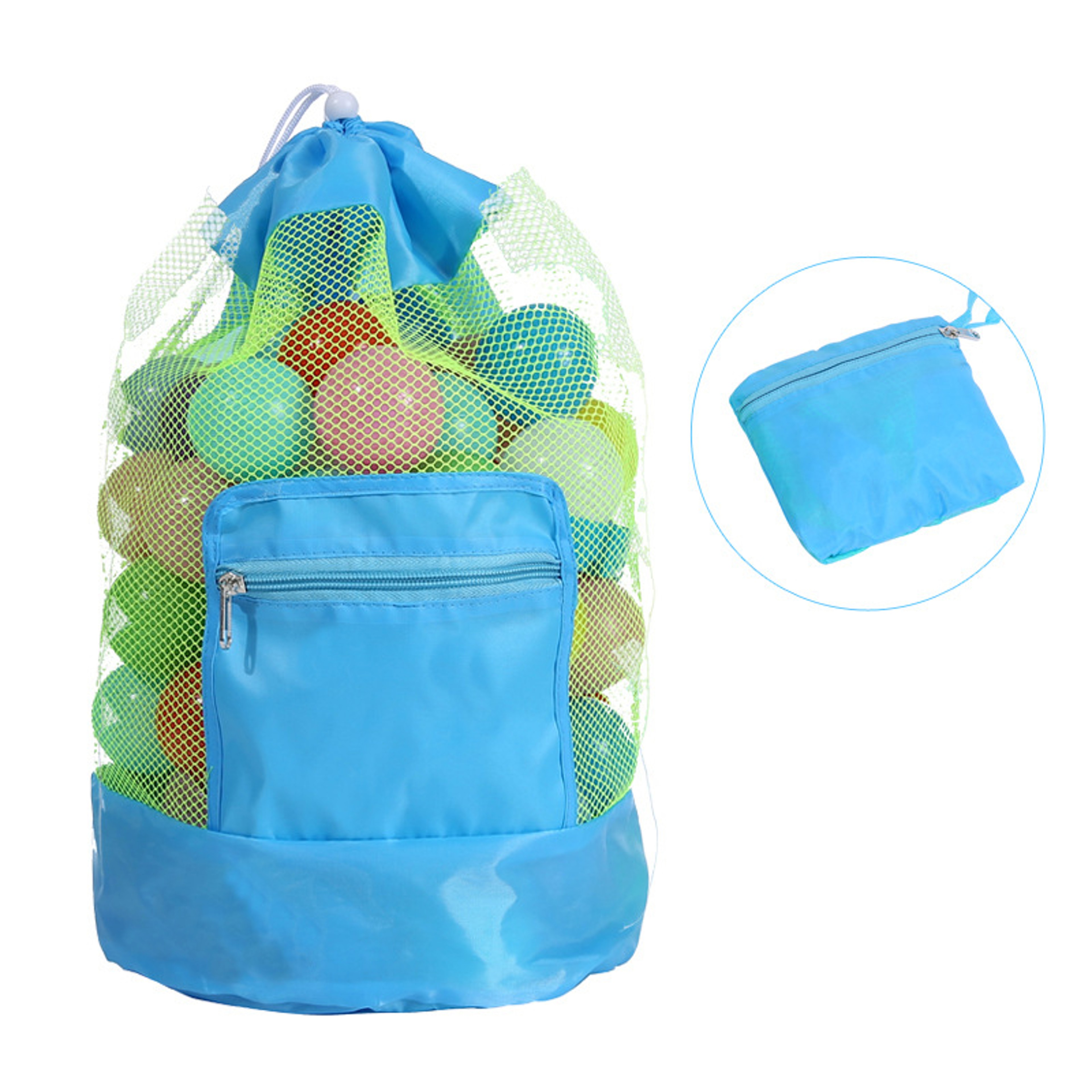 Kids Mesh Beach Bag Foldable Beach Toy Organizer Backpack 1