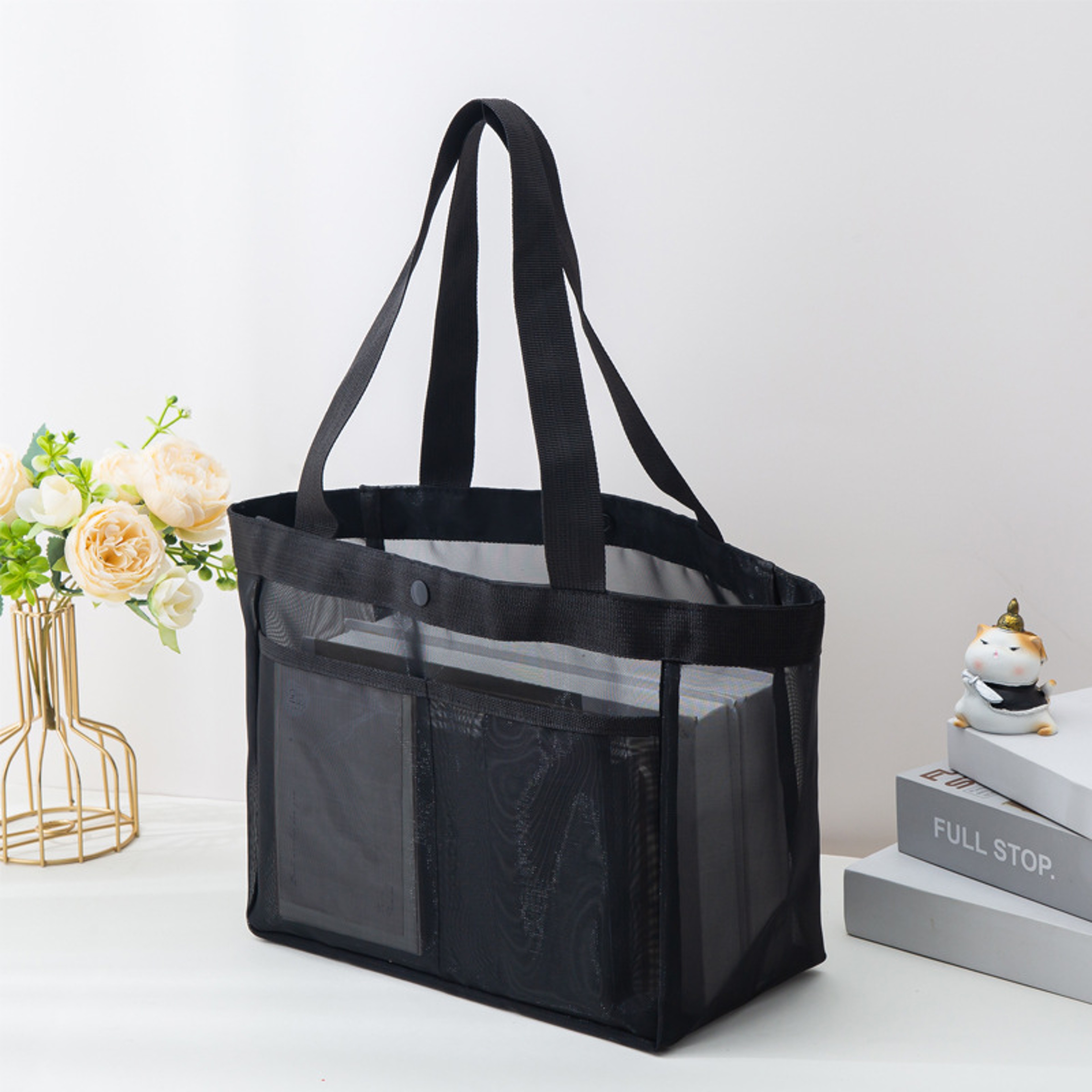Large Capacity Mesh Tote Bag Nylon Shoulder Shopping Bag For Beach Travel And Outdoors 2
