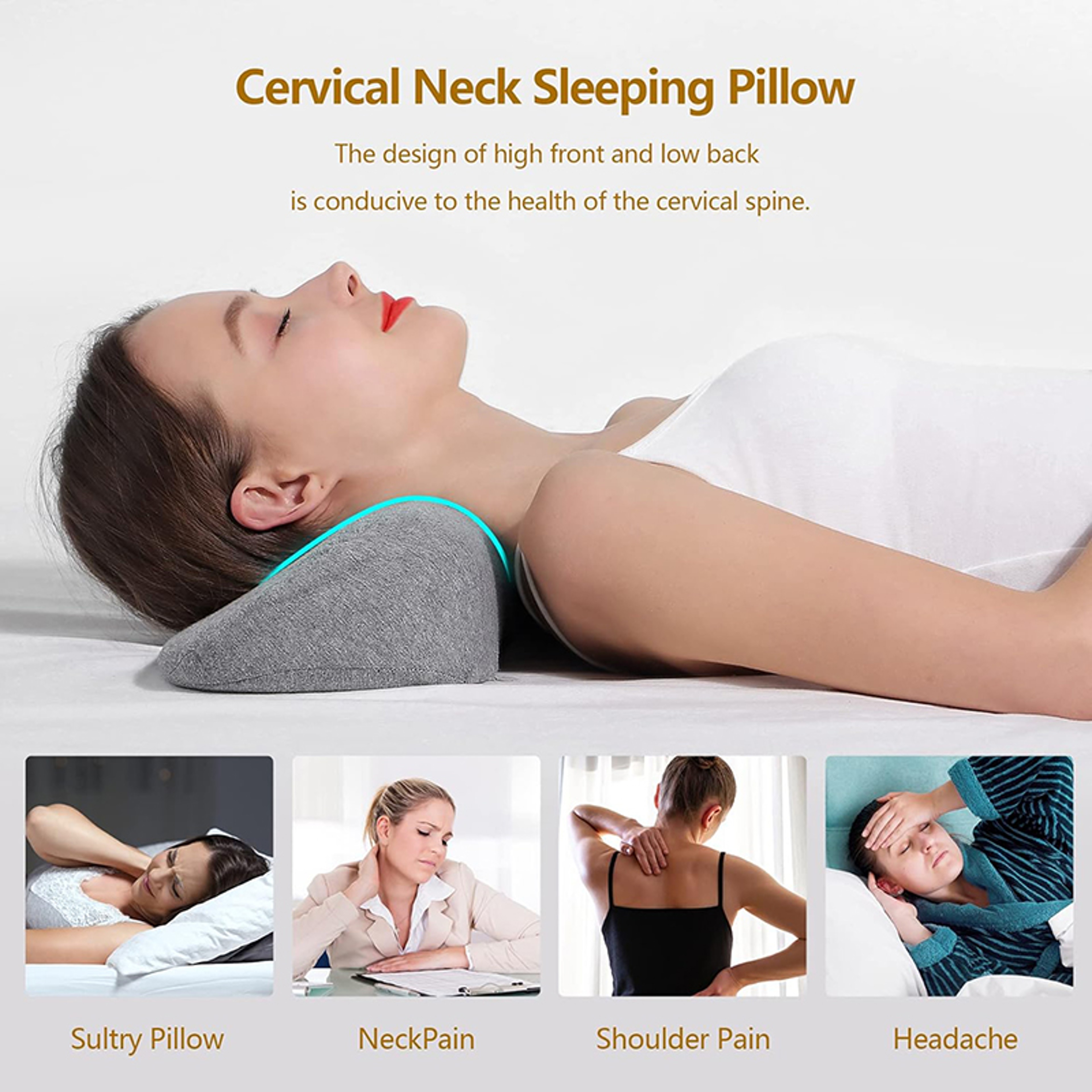 Cervical Pillow Memory Foam Contour Side Sleeper Pillow For Neck Support 4
